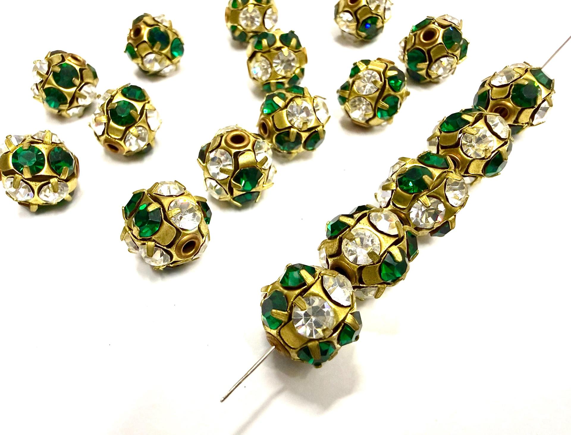Rare Vintage Swarovski Crystal Ball Bead IN Emerald Crystal – 12mm  Brass Setting