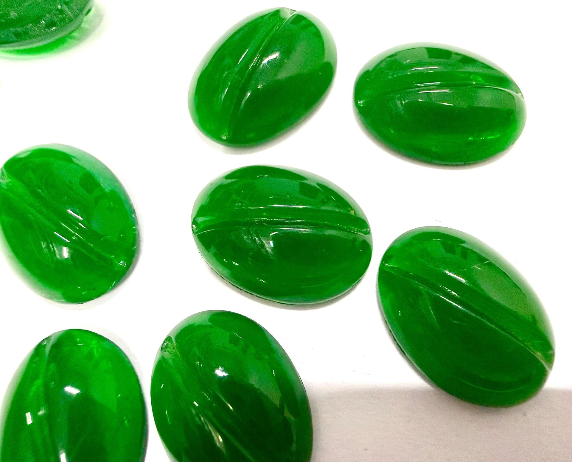 Swarovski 18x13 mm Vintage Opaque Green Unfoiled Flat Back Oval Cabochon 2/6 Pieces