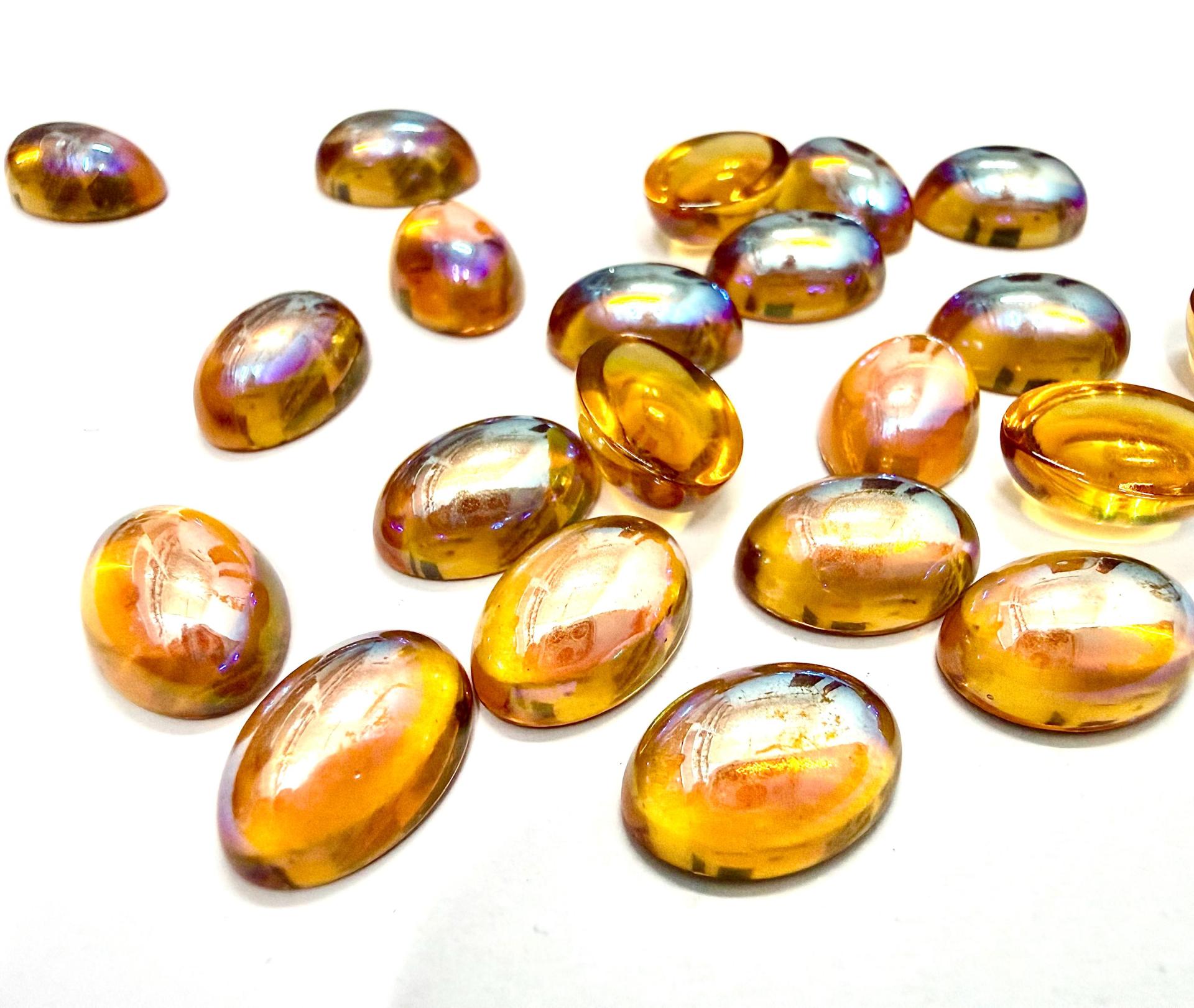 Vintage Swarovski Topaz AB Cabochons, 14x10mm Oval Flat Back unfoiled