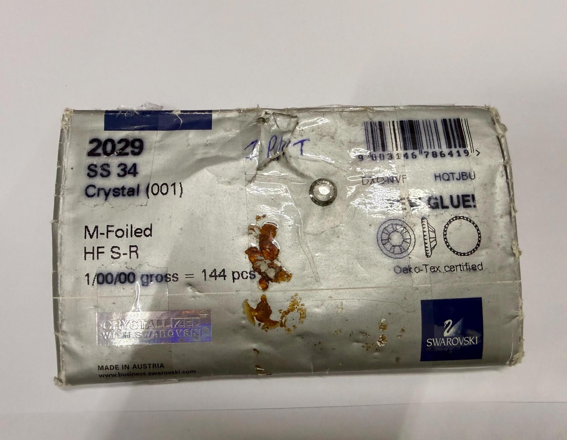 Crystal (Silver color rim) - 2029 Swarovski SS34 Hotfix Flat Backs (4 pieces)