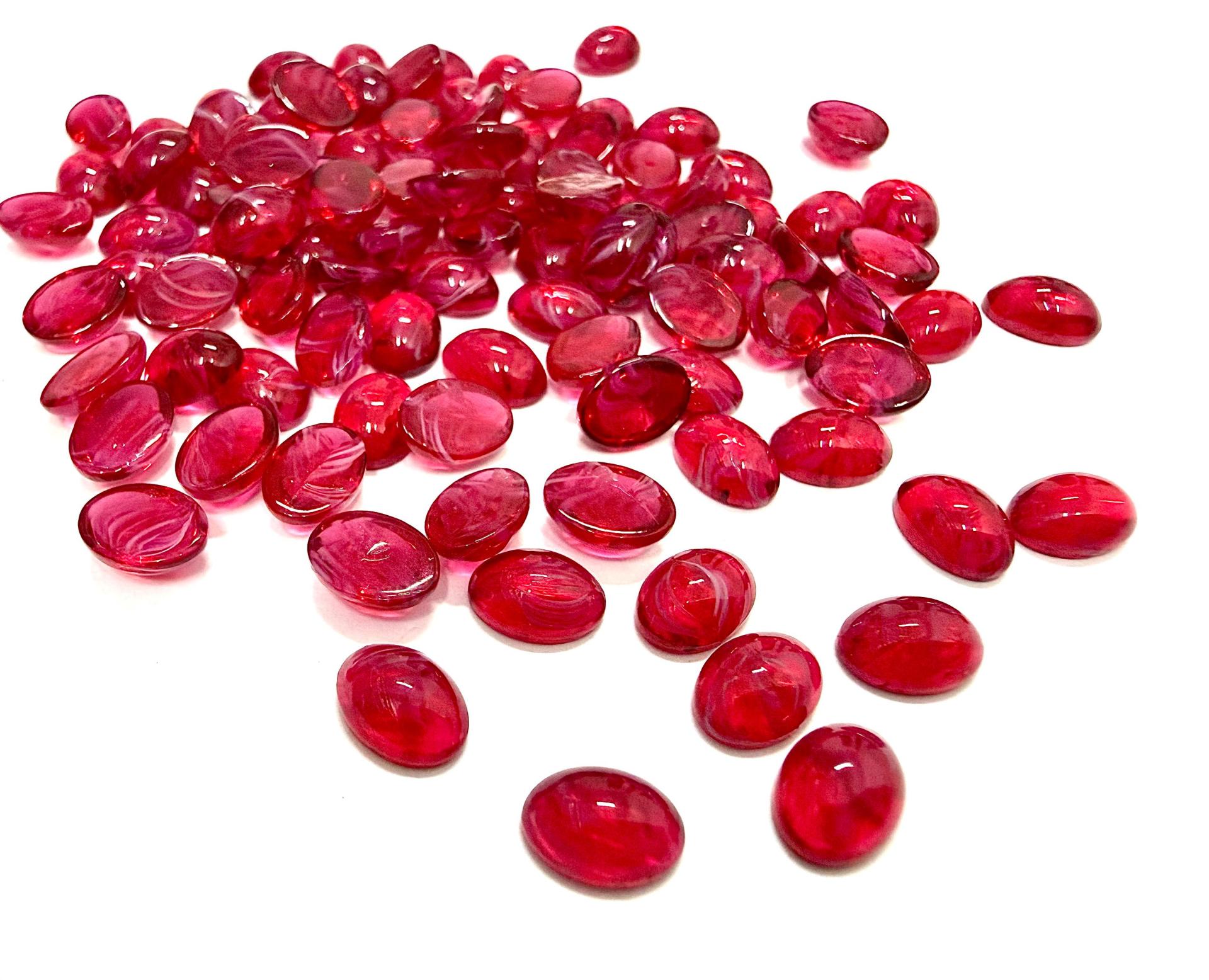 Swarovski Ruby Givre Glass Cabochons, Vintage Oval Flat Back, 7x5 mm