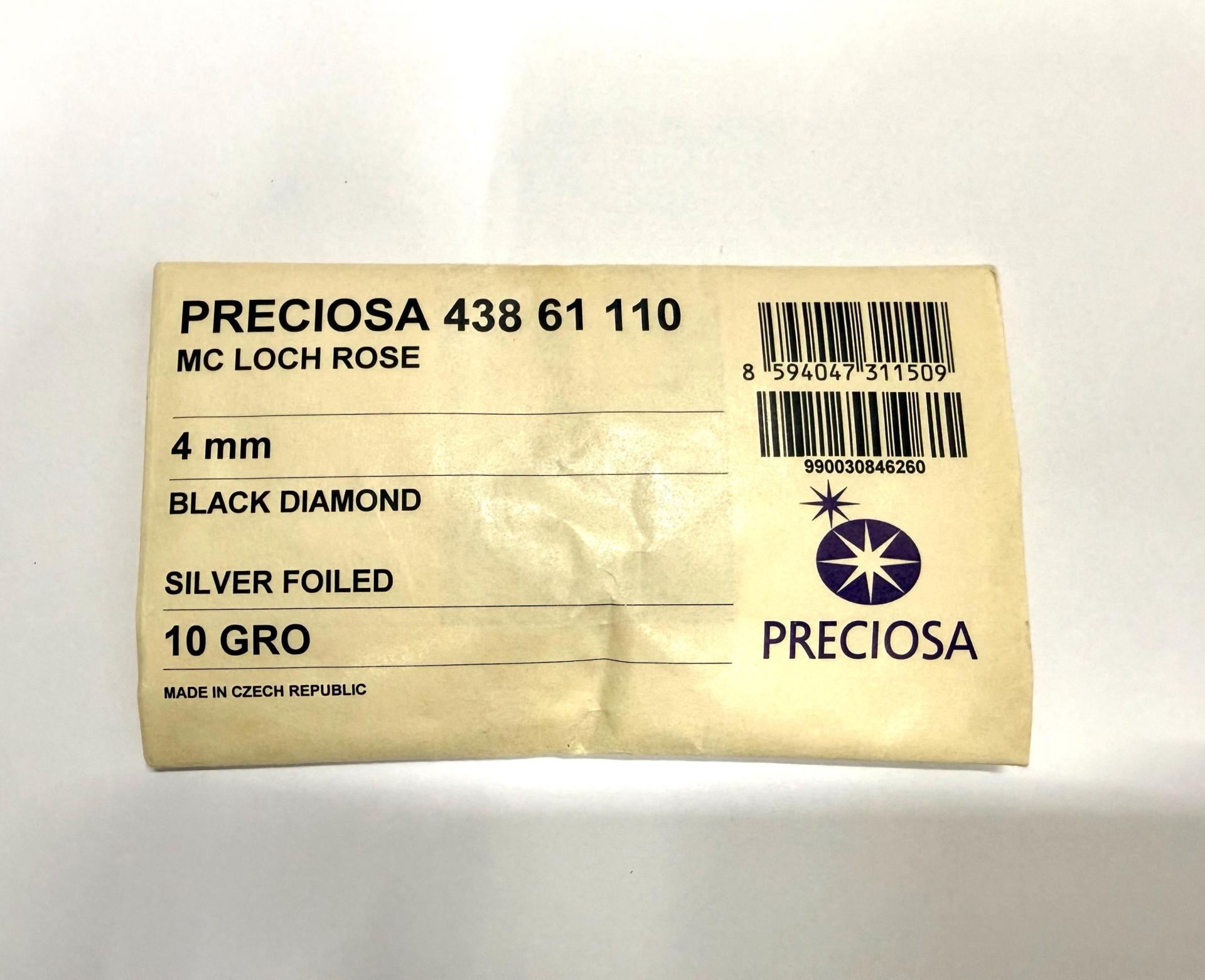 4mm Preciosa Crystal Black Diamond Flat Back Sew-On Stones