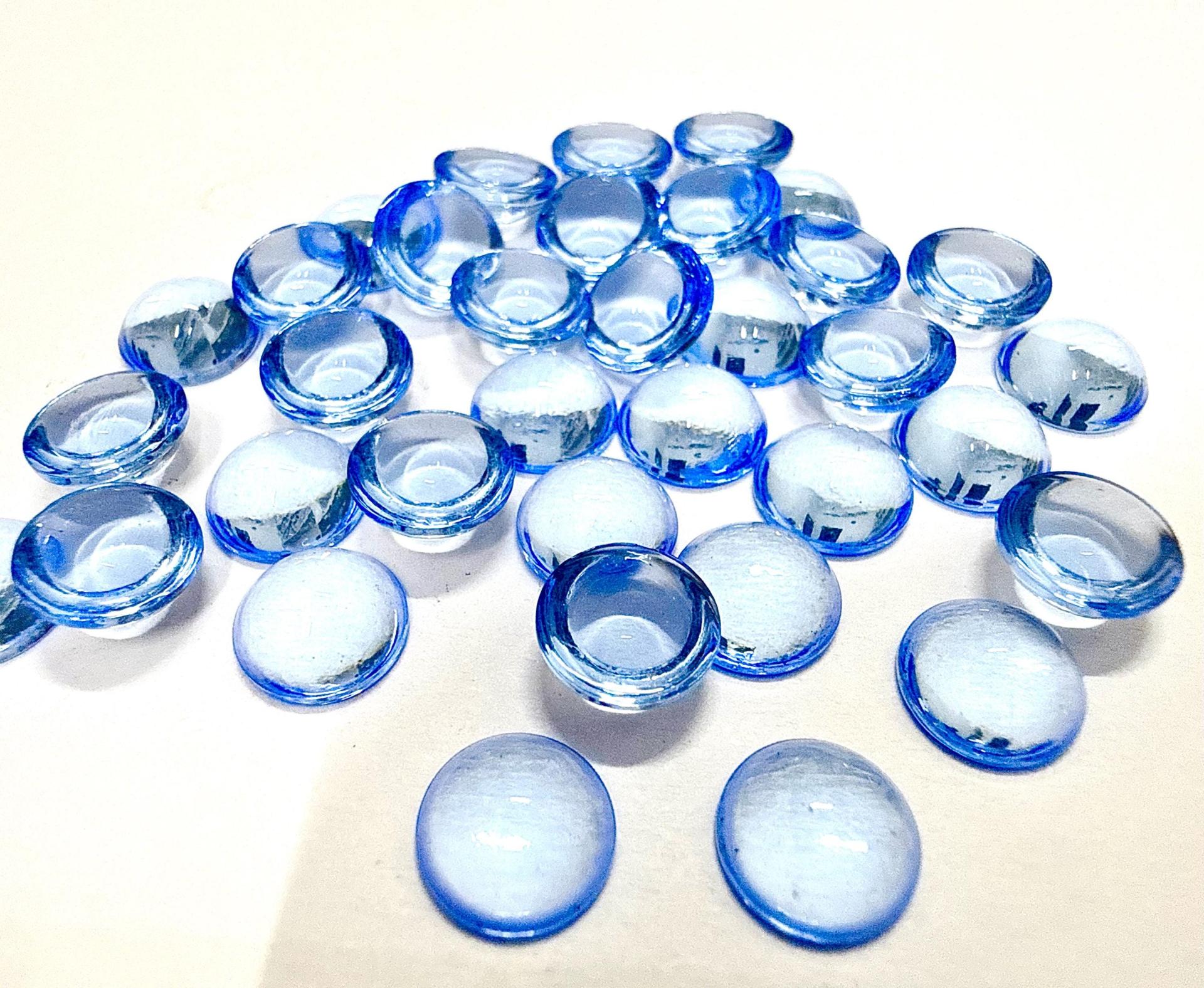 8 mm Swarovski Round Cabochon Cabs Light Sapphire unfoiled Article # 2090/4 Vintage Flat Back