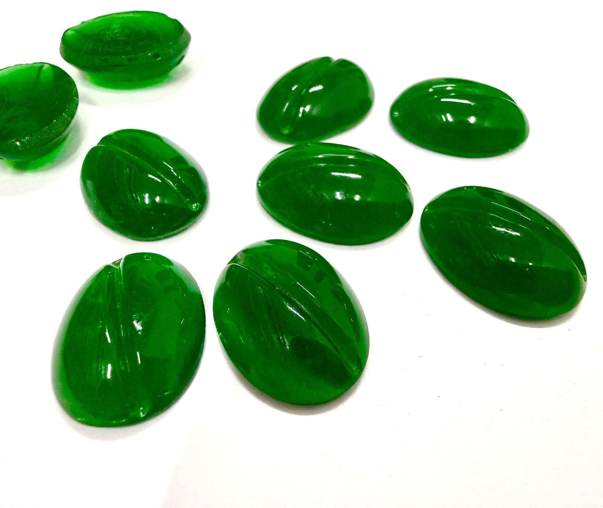 Swarovski 18x13 mm Vintage Opaque Green Unfoiled Flat Back Oval Cabochon 2/6 Pieces