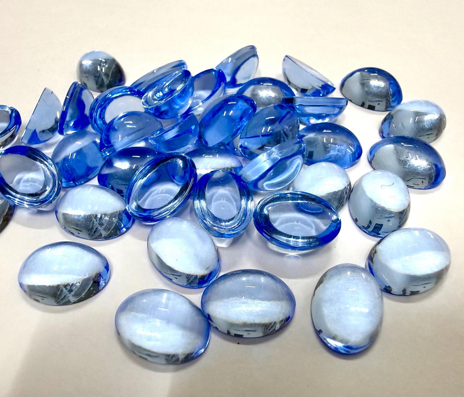Vintage Swarovski Light Sapphire unfoiled Cabochons, 14x10mm Oval Flat Back unfoiled