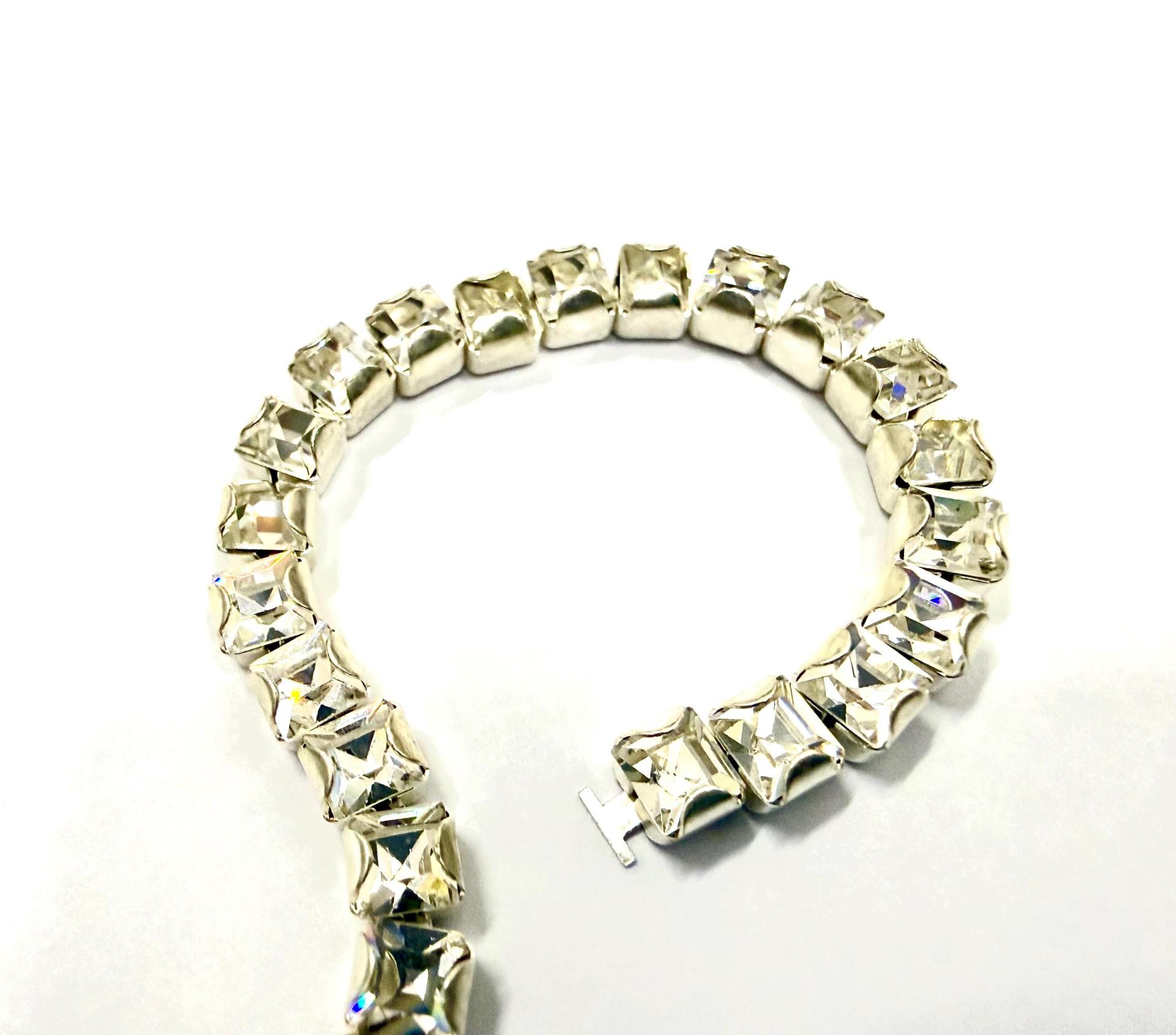 Swarovski Rhinestone Chain in Crystal | 4mm Square Brass Settings, Bridal Supplies