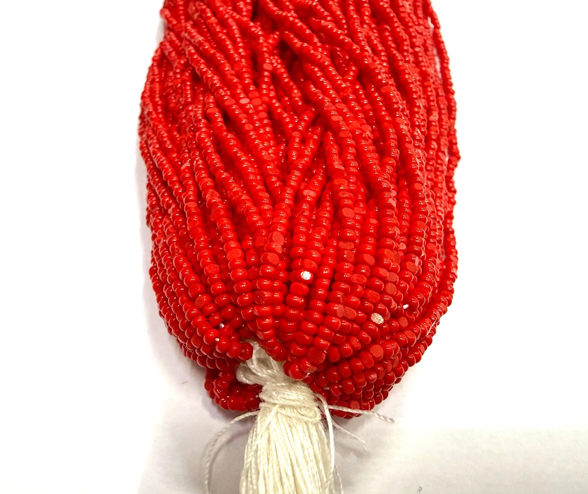 Opaque Red Coral Charlotte Cut Beads, 2mm Czech Glass, 11/0 Hanks