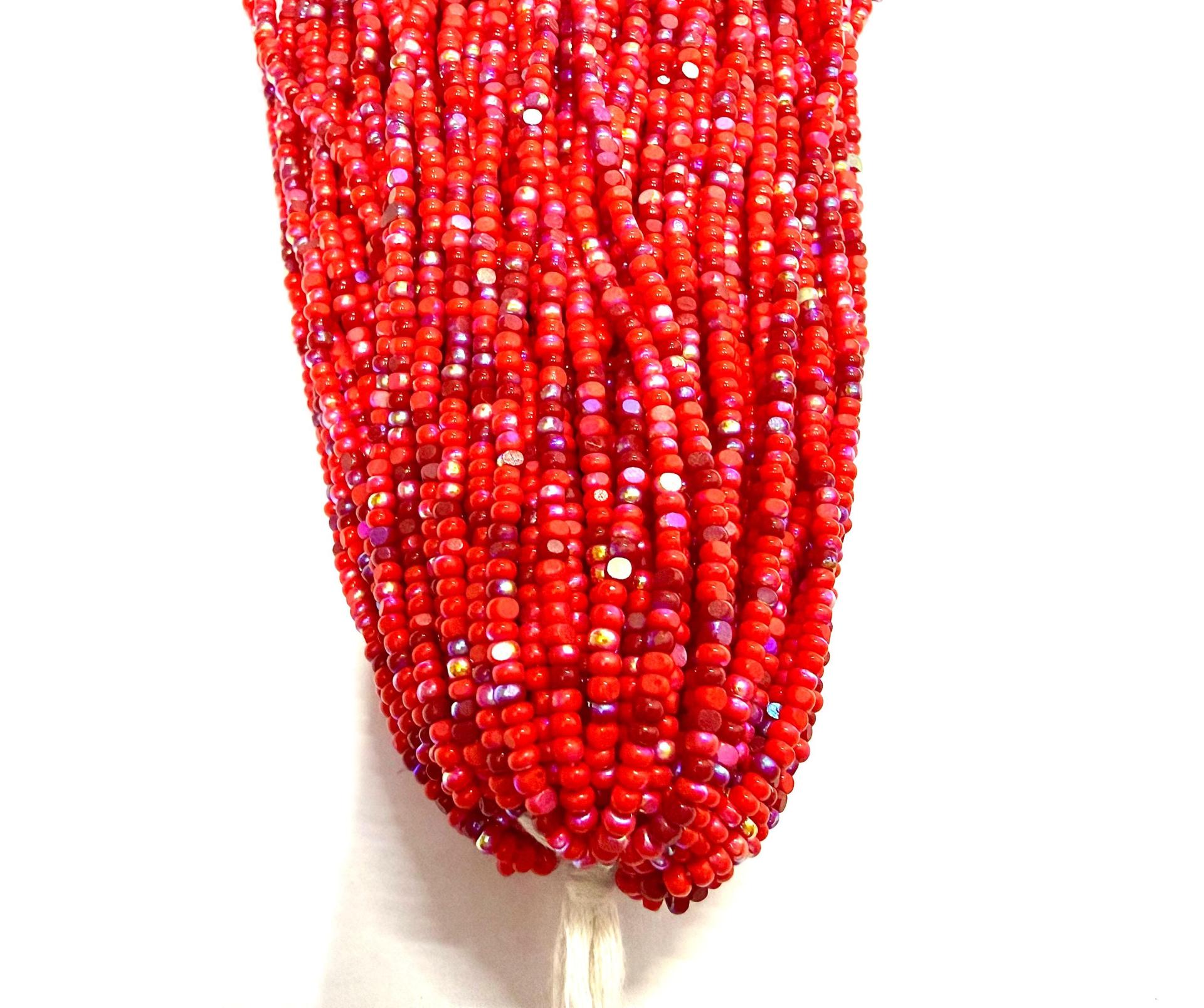 11/0 Charlotte Cut Seed Beads, Patina Reddish mix Aurore Boreale