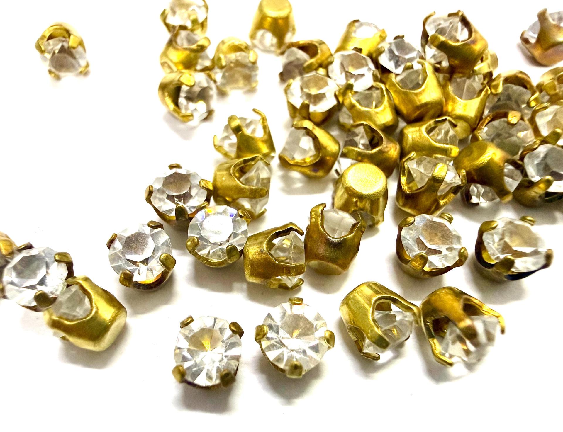Swarovski Crystal unfoiled 16ss Vintage Setting, Brass Jewelry Supplies