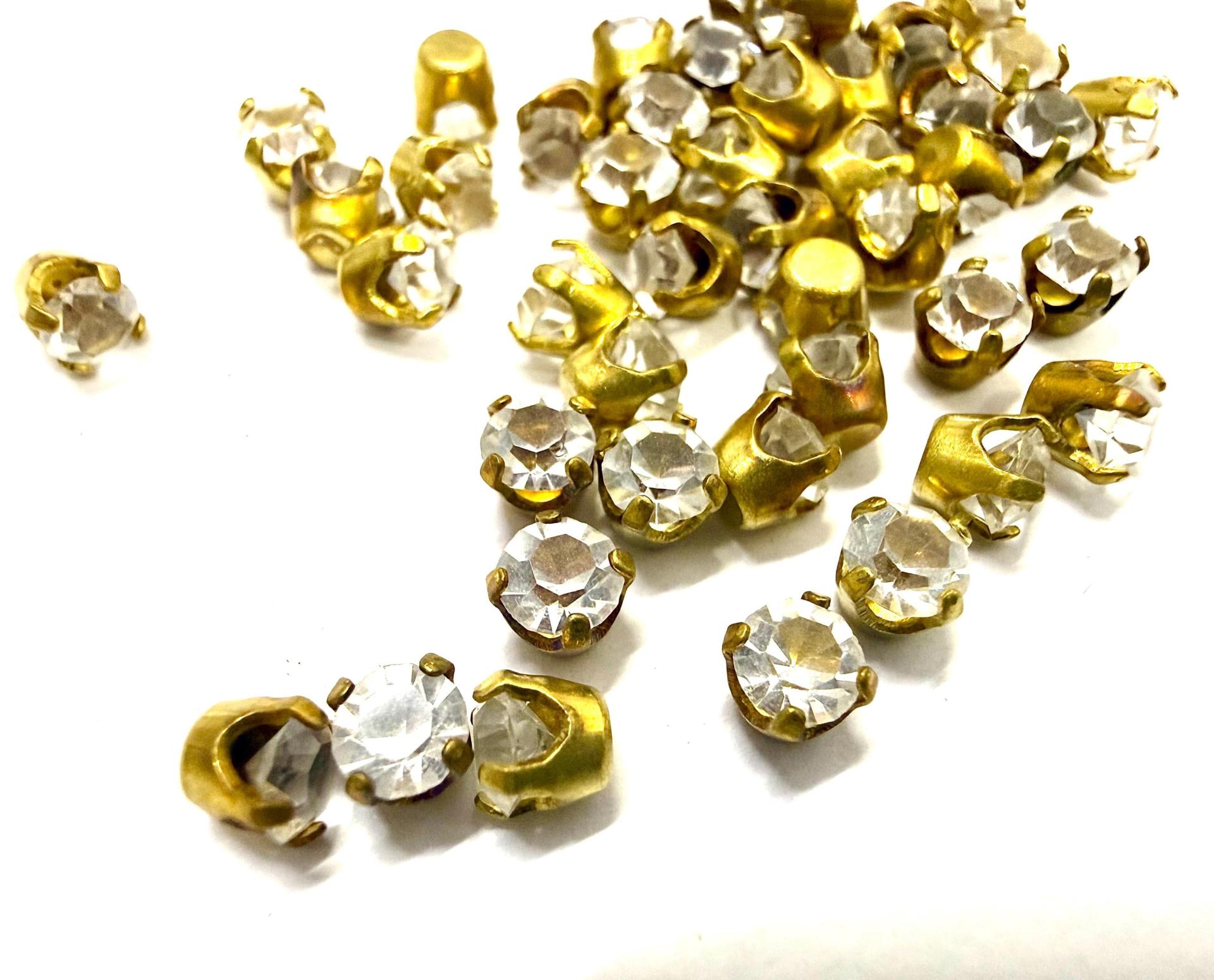 Swarovski Crystal unfoiled 16ss Vintage Setting, Brass Jewelry Supplies