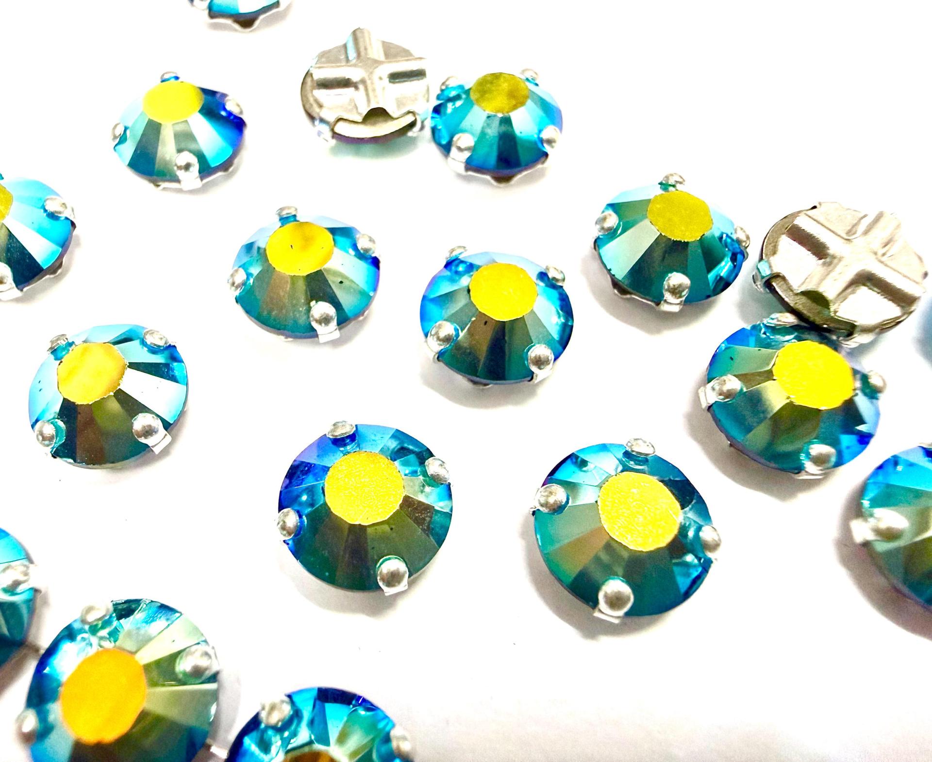 Vintage Swarovski Jet Aurore Boreale Crystal Rose Montees, 40ss Silver Plated Settings