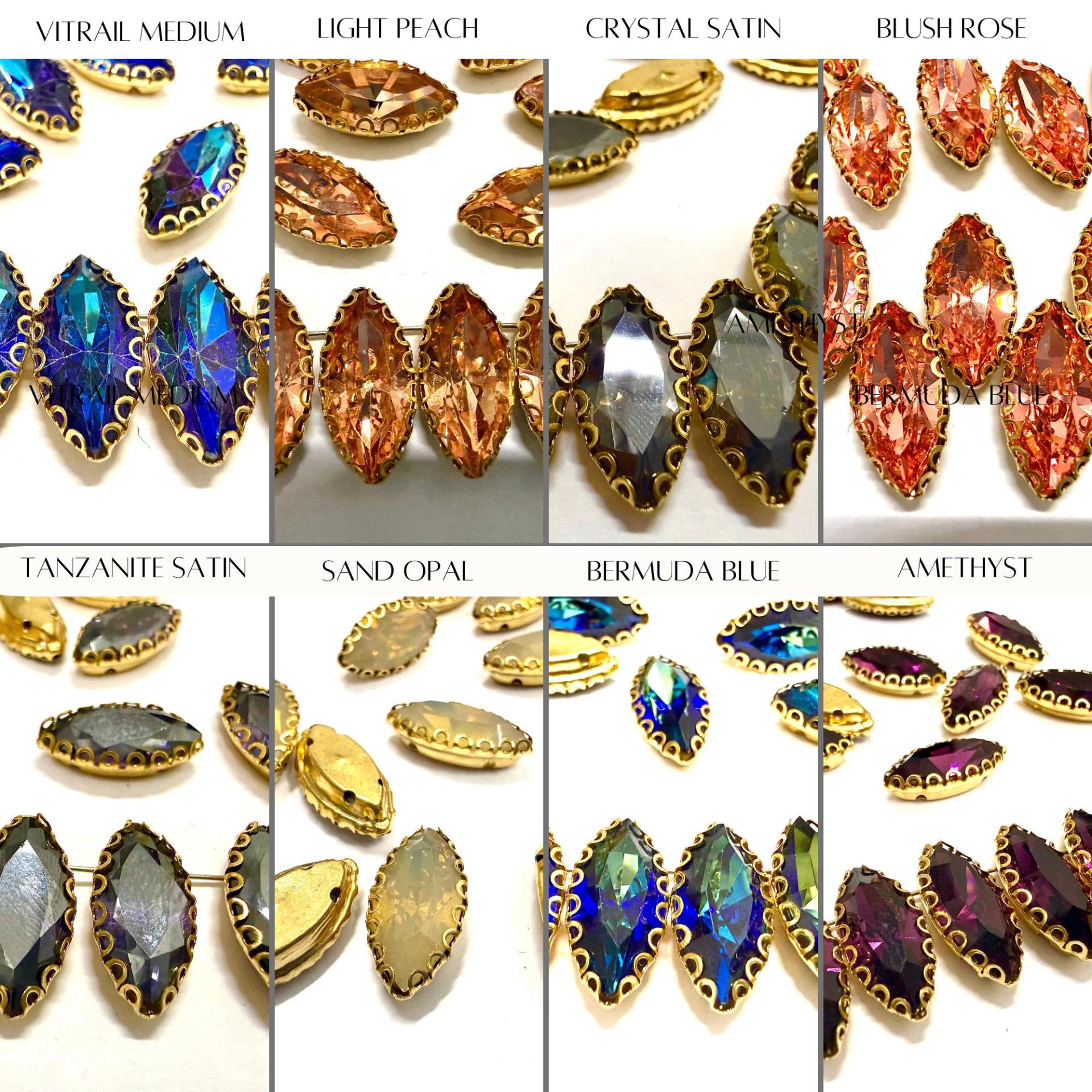 Swarovski Navette Crystal fancy vintage Brass settings
