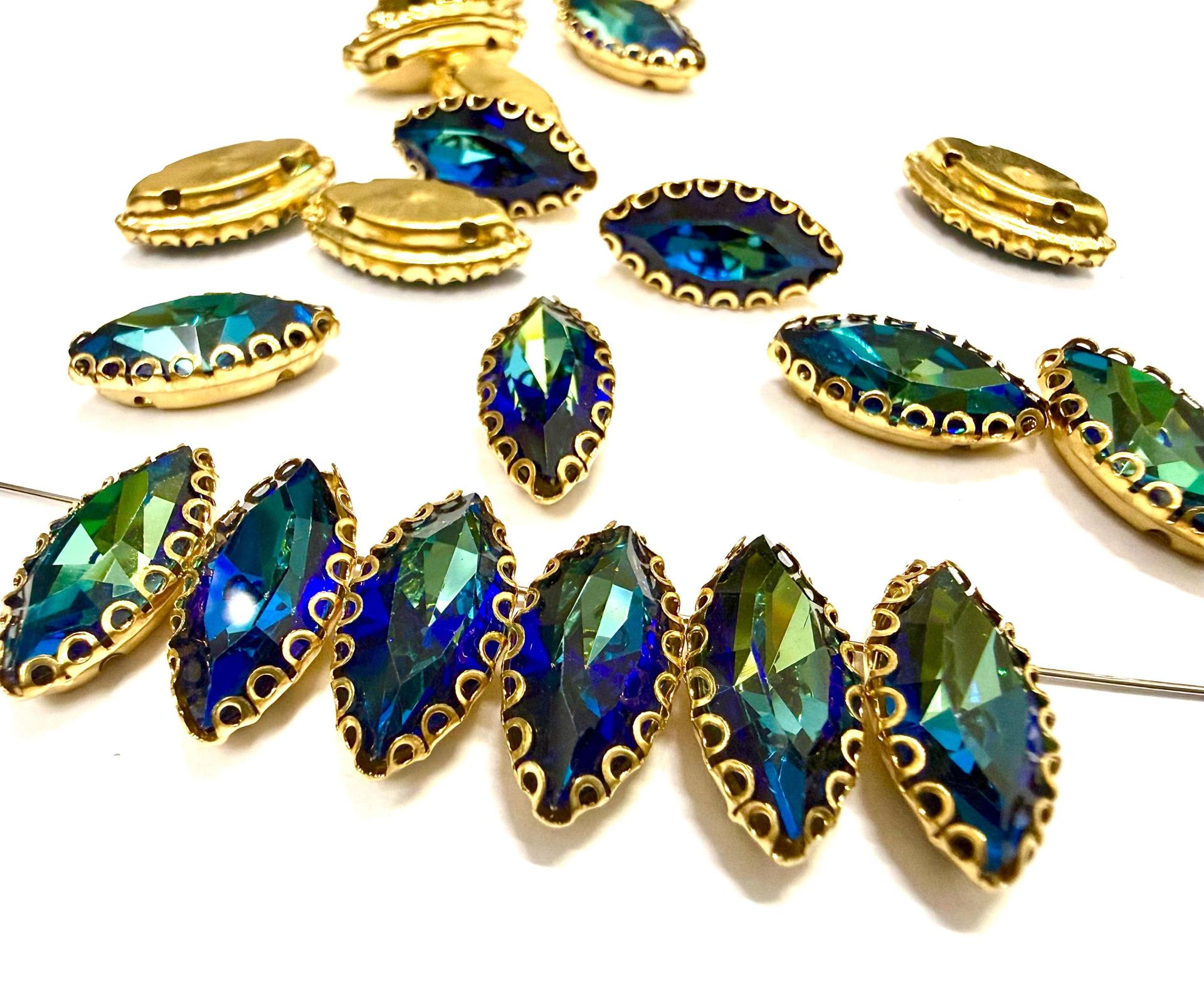 Swarovski Navette Crystal fancy vintage Brass settings
