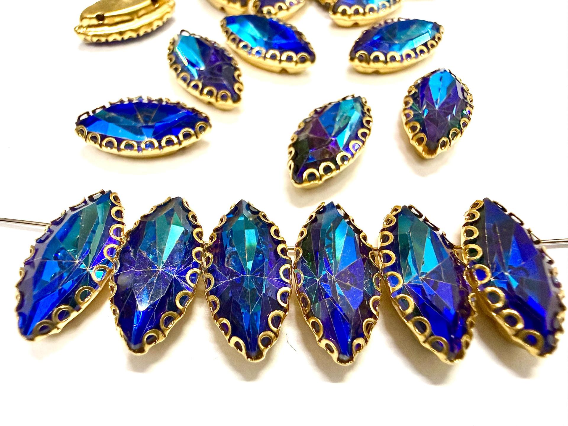 Swarovski Navette Crystal fancy vintage Brass settings