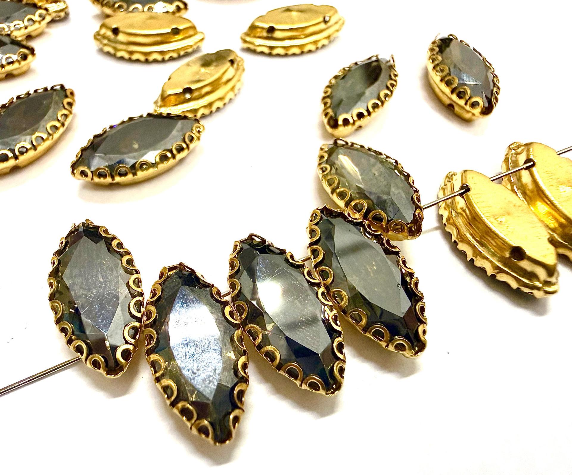 Swarovski Navette Crystal fancy vintage Brass settings