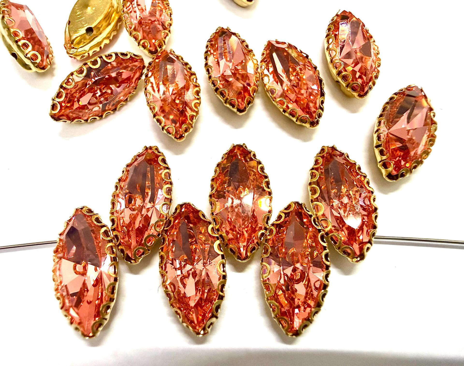 Swarovski Navette Crystal fancy vintage Brass settings