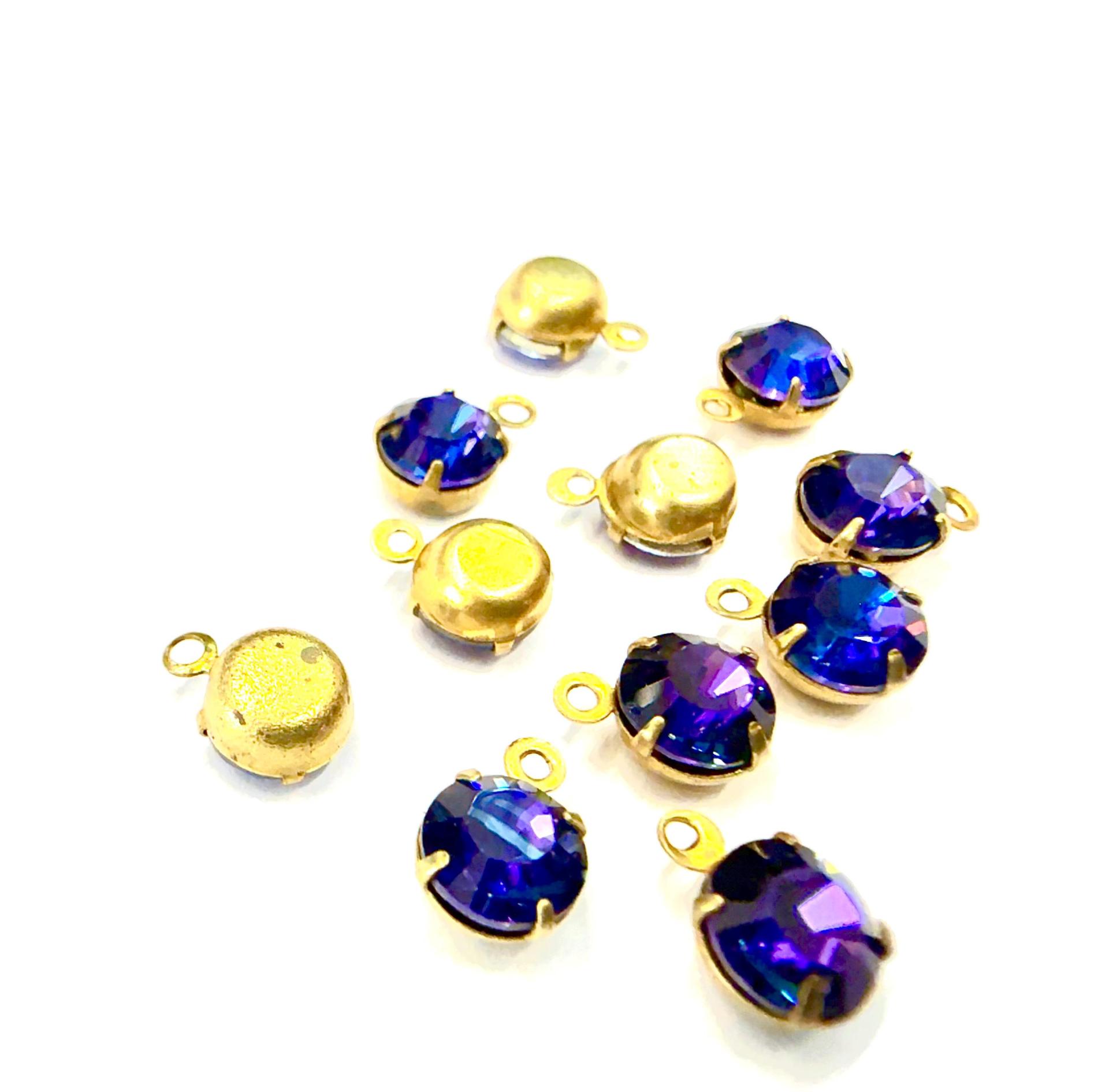 Swarovski Crystal Heliotrope Drop, Brass Setting (6mm, 28ss)