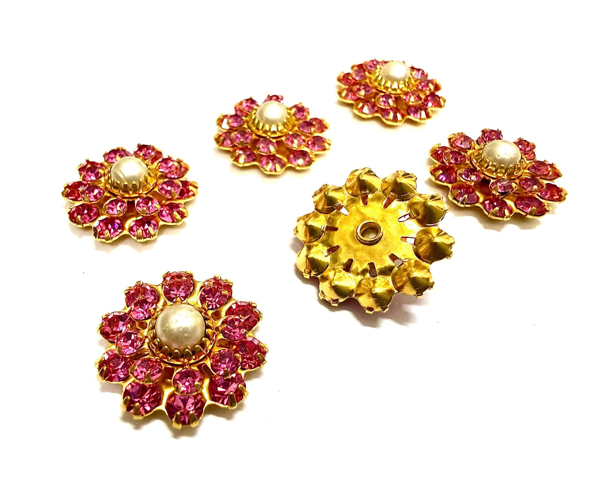 16mm Vintage brass Swarovski Flower Design in Amethyst pearl crystal Embellishment DIY Supplies wedding decorations