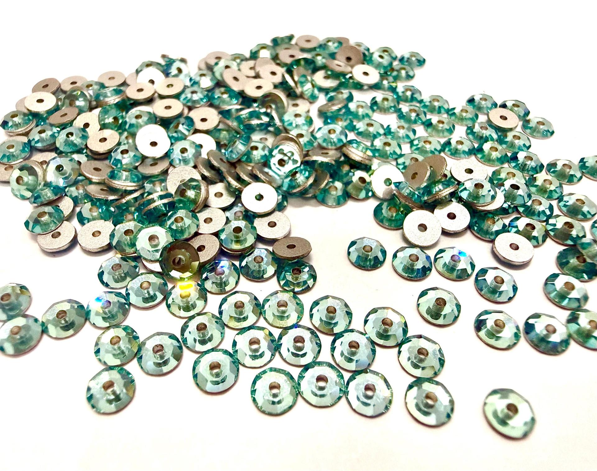 4mm Preciosa Crystal Aqua Bohemica Flat Back Sew-On Stones