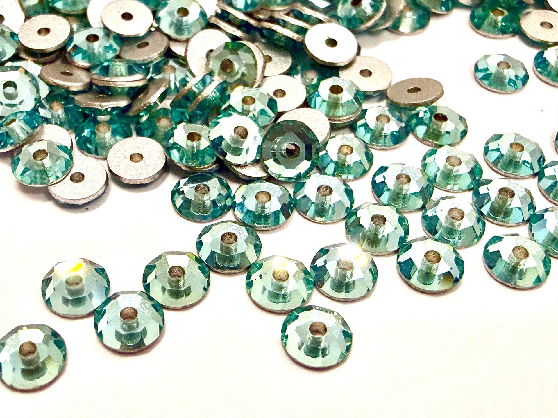 4mm Preciosa Crystal Aqua Bohemica Flat Back Sew-On Stones