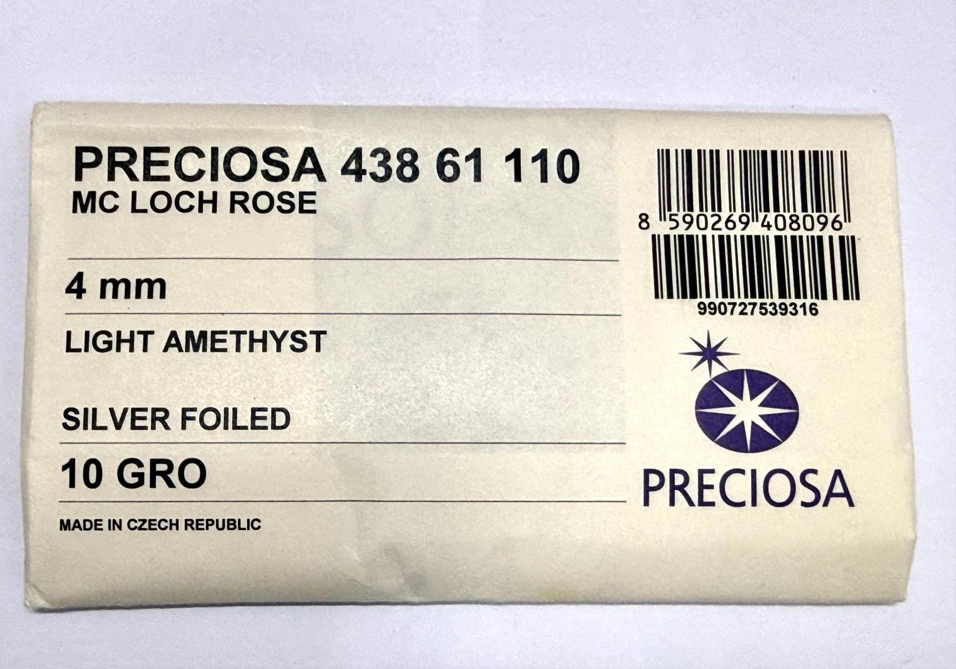4mm Preciosa Crystal Light Amethyst Flat Back Sew-On Stones