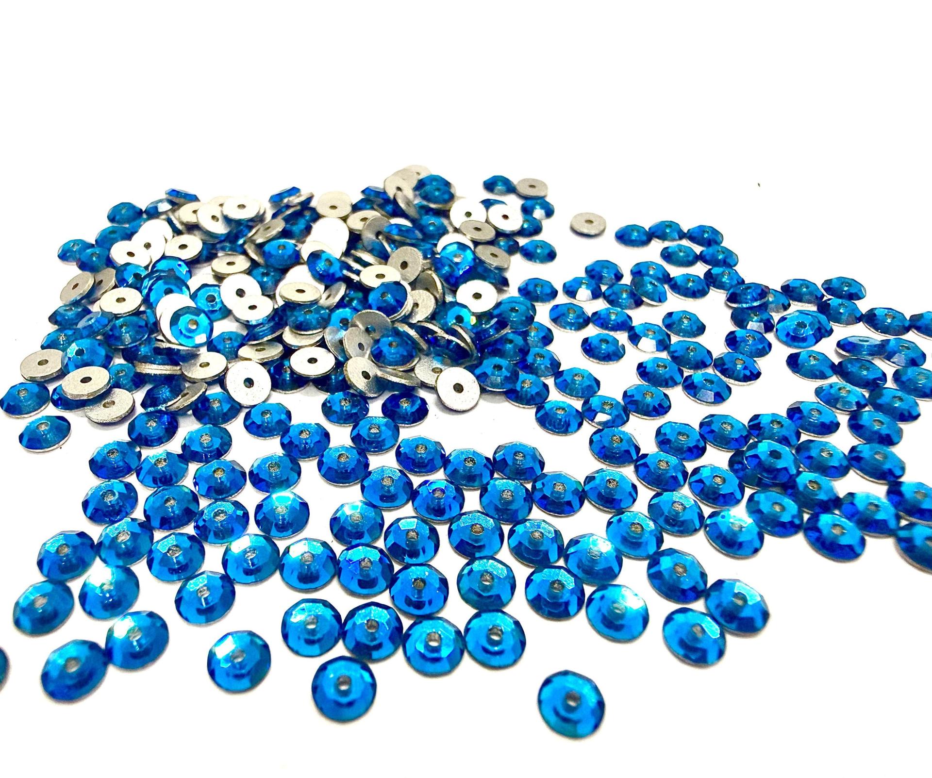 4mm Preciosa Crystal Capri Blue Flat Back Sew-On Stones