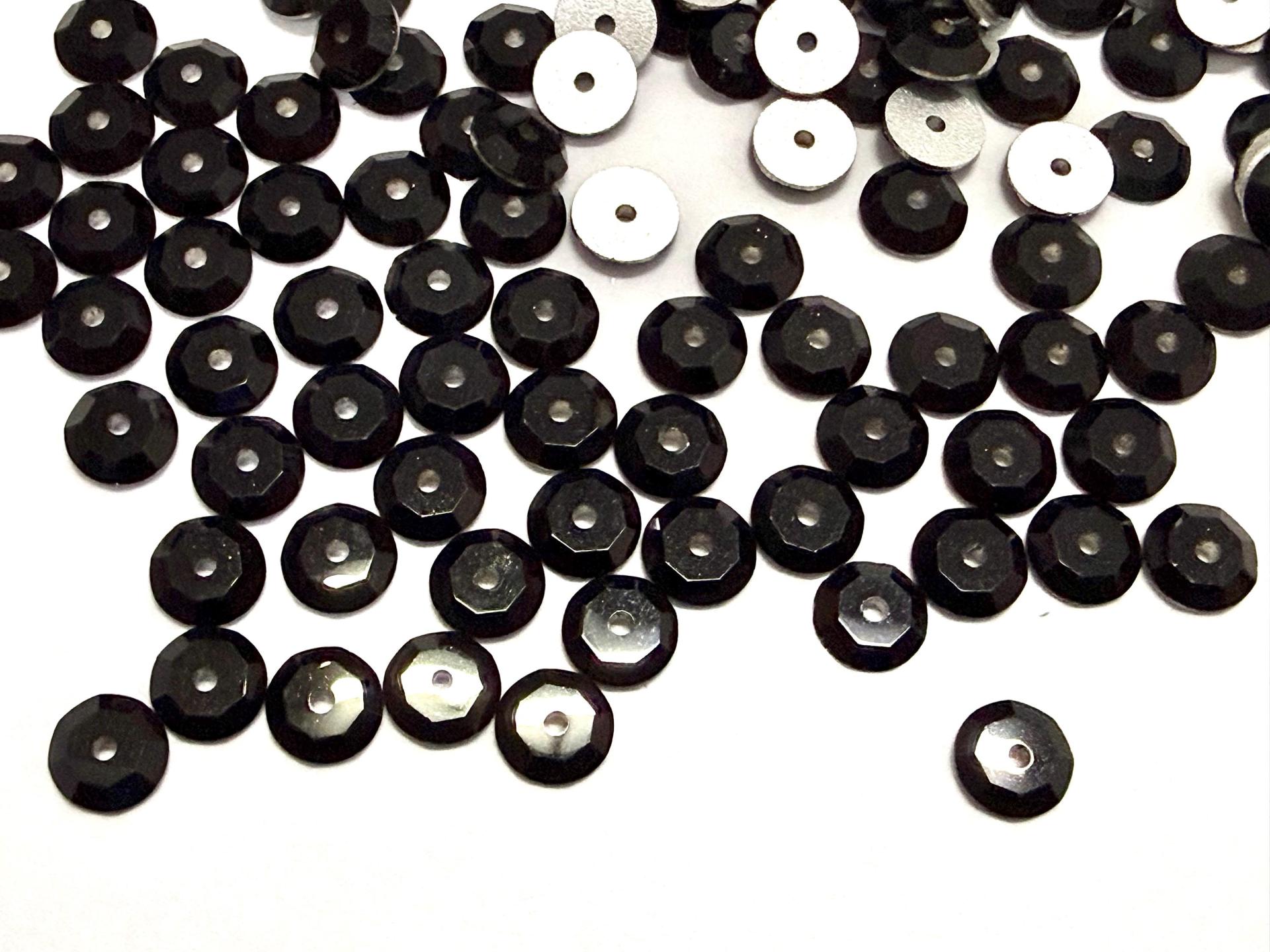 7mm Jet Lochrose Stones – Preciosa Flat Back Sew-On Stones , Czech Beads