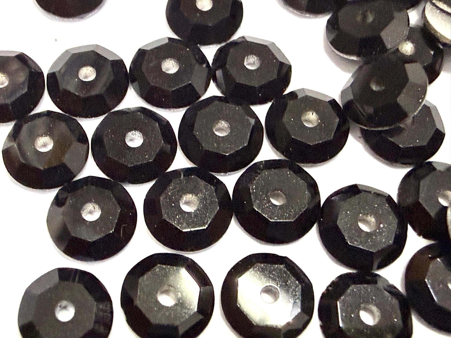 7mm Jet Lochrose Stones – Preciosa Flat Back Sew-On Stones , Czech Beads