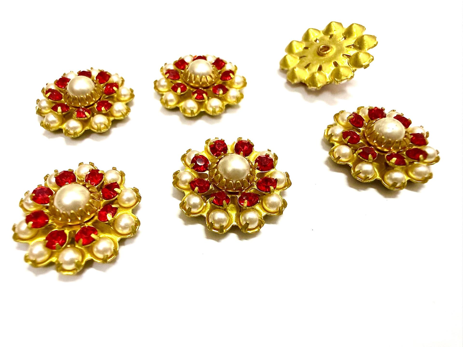 16mm Vintage brass Swarovski Flower Design in Light Siam pearl crystal Embellishment DIY Supplies wedding decorations