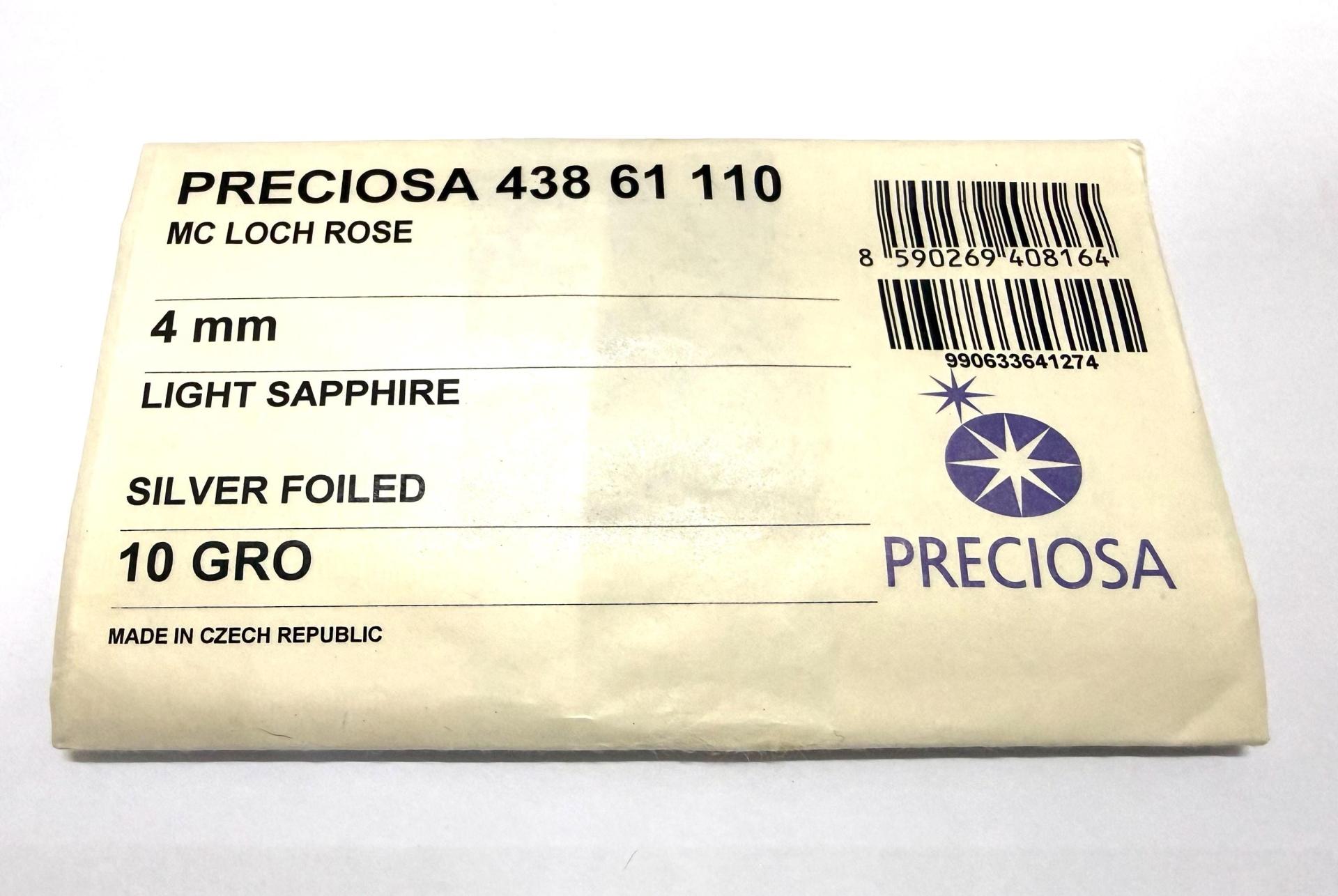 4mm Preciosa Light Sapphire Flat Back Sew-On Stones