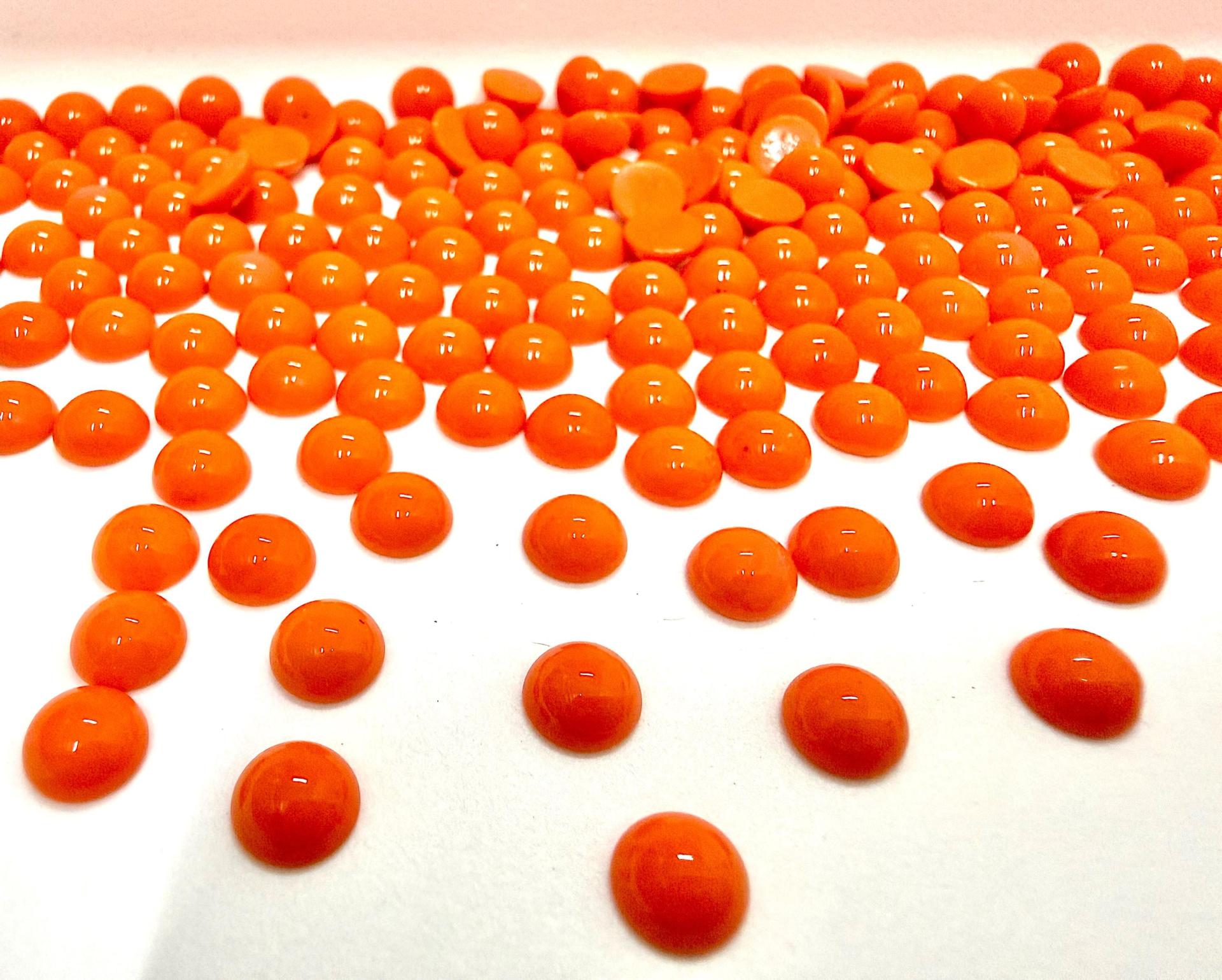6mm Swarovski Round Cabochon Cabs Opaque Orange Unfoiled Article # 2090/4 Vintage Flat Back