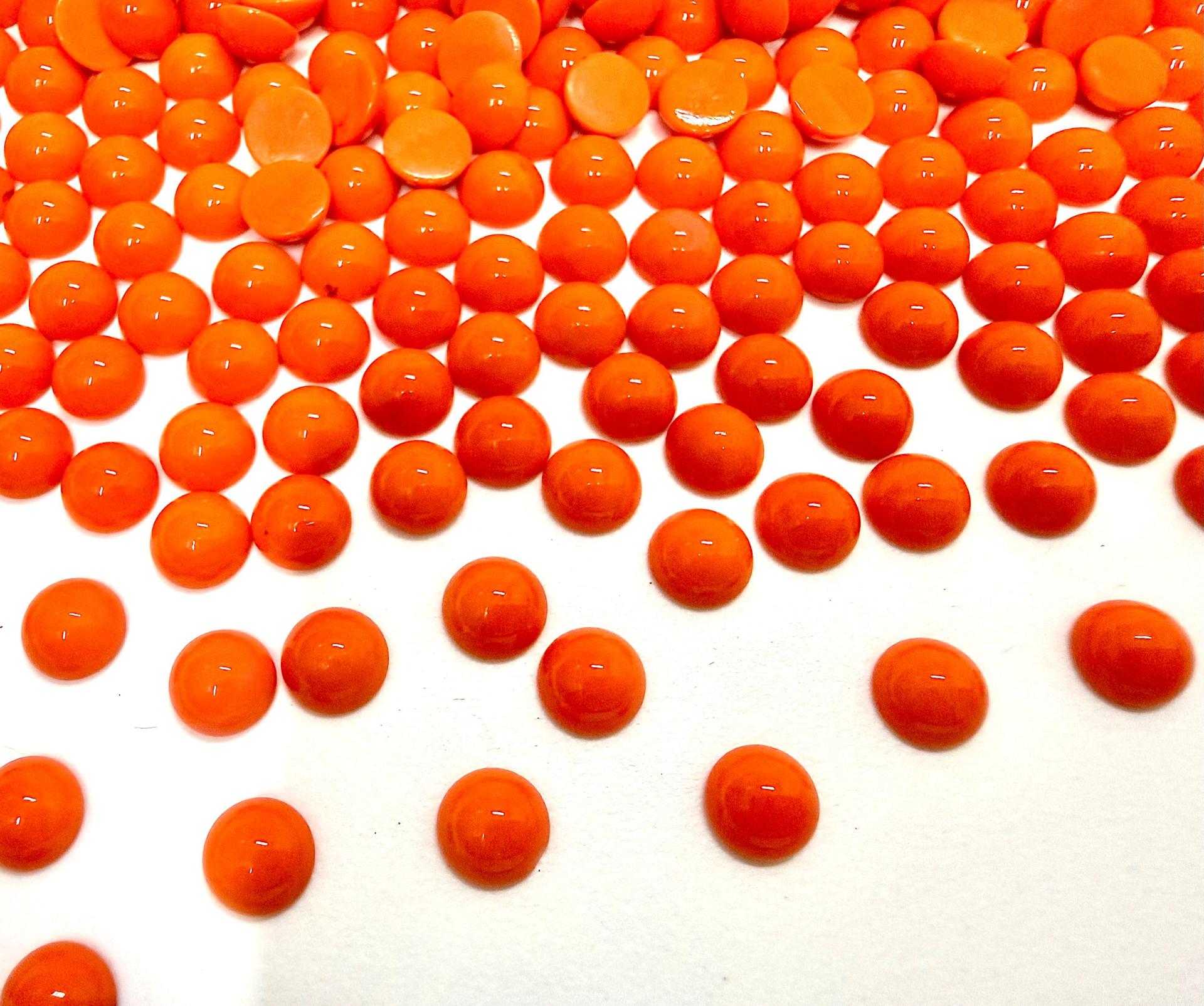 6mm Swarovski Round Cabochon Cabs Opaque Orange Unfoiled Article # 2090/4 Vintage Flat Back