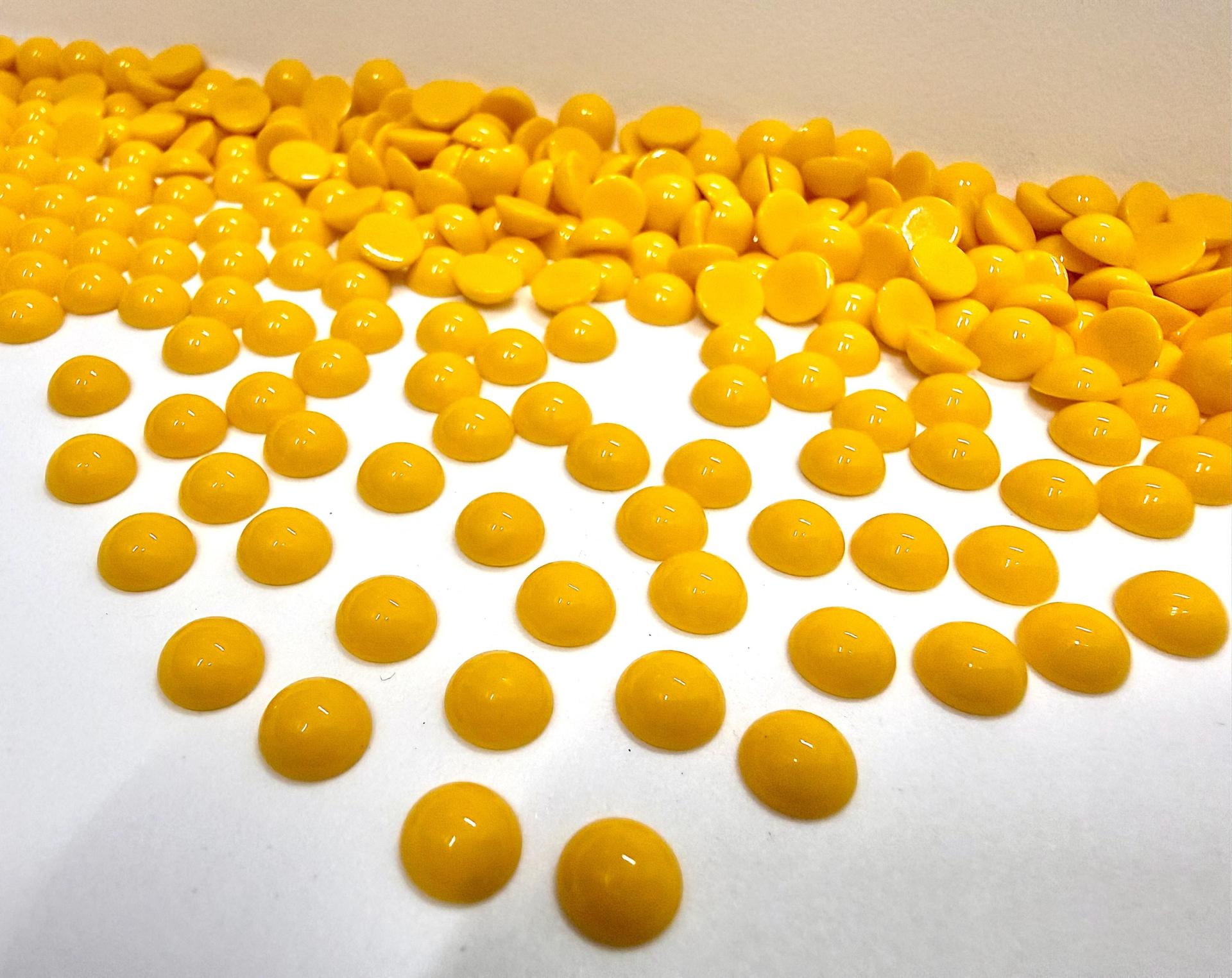 6mm Swarovski Round Cabochon Cabs Opaque Yellow  Unfoiled Article # 2090/4 Vintage Flat Back