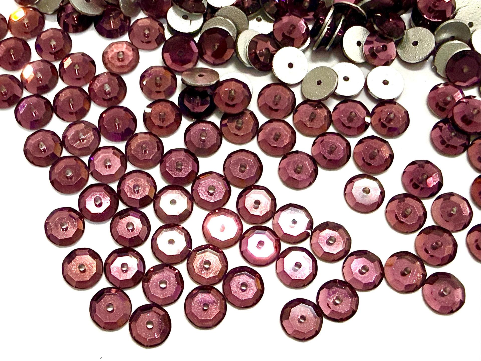 6mm Amethyst Lochrose Stones – Preciosa Flat Back Sew-On Stones , Czech Beads