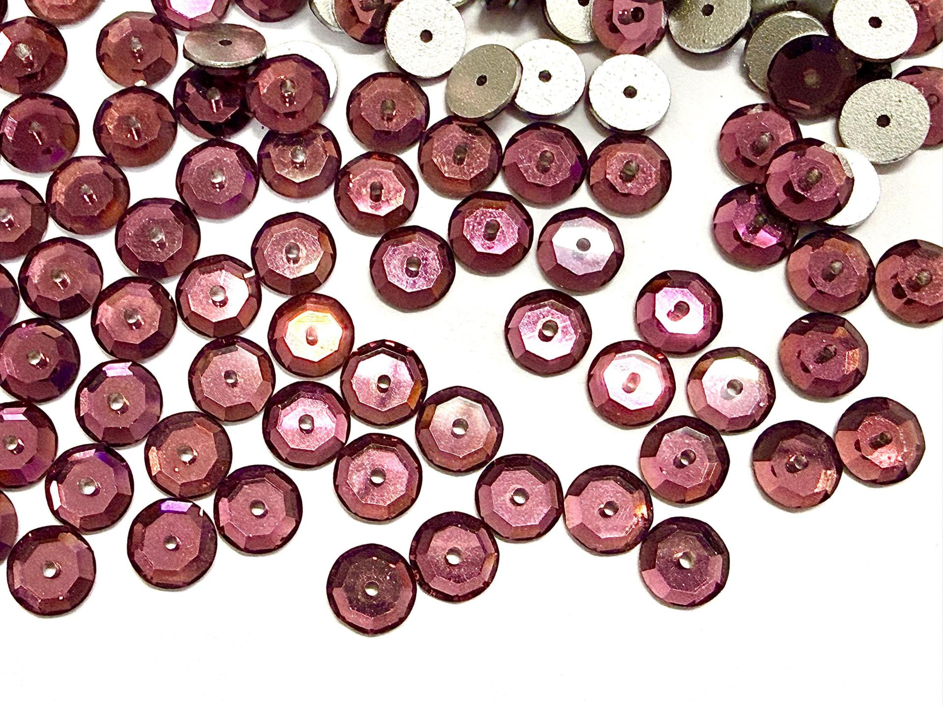 6mm Amethyst Lochrose Stones – Preciosa Flat Back Sew-On Stones , Czech Beads
