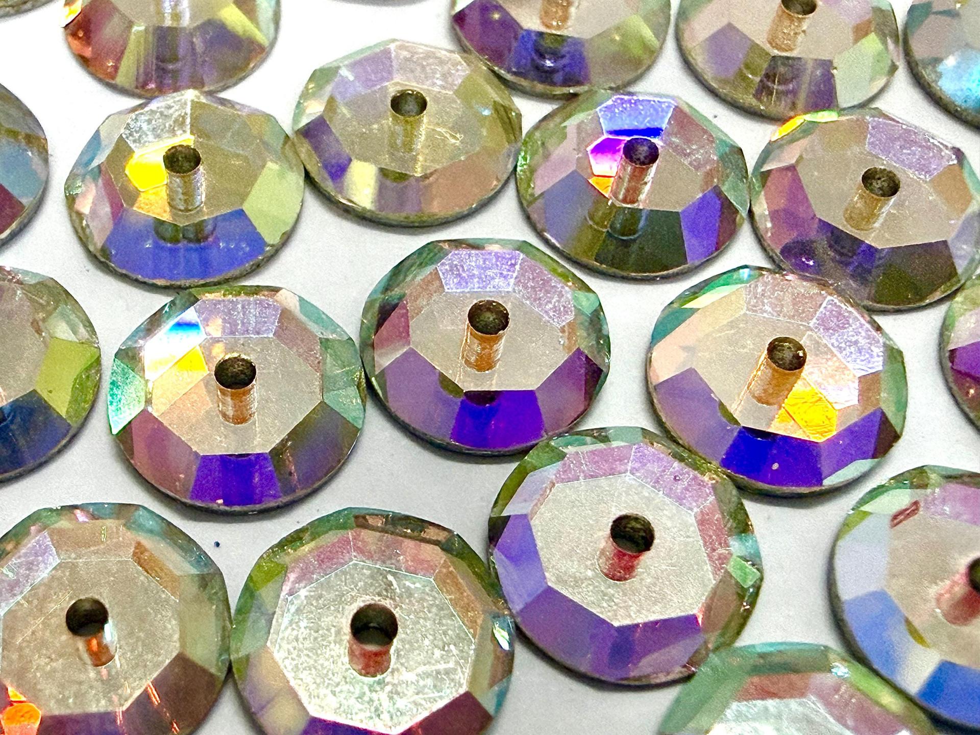 9mm Crystal Aurore Boreale Lochrose Stones – Preciosa Flat Back Sew-On Stones , Czech Beads