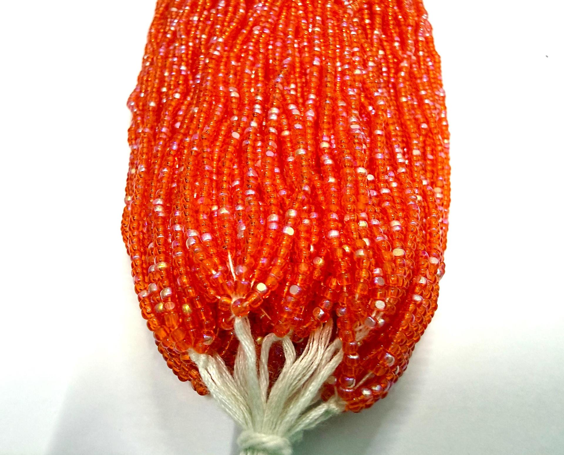 11/0 Charlotte Cut Seed Beads, Patina Transparent Light Orange Aurore Boreale, Native Supplies