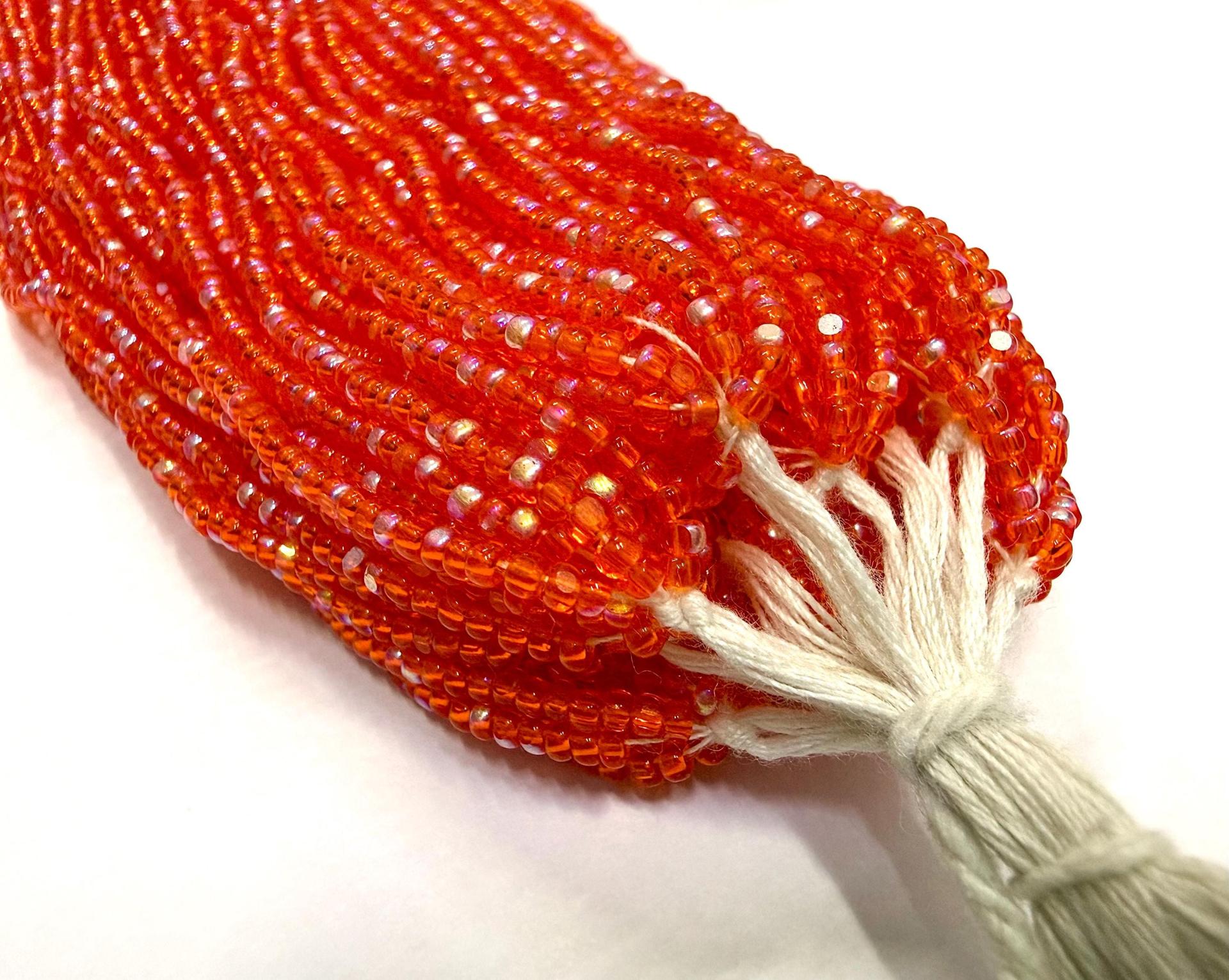 11/0 Charlotte Cut Seed Beads, Patina Transparent Light Orange Aurore Boreale, Native Supplies