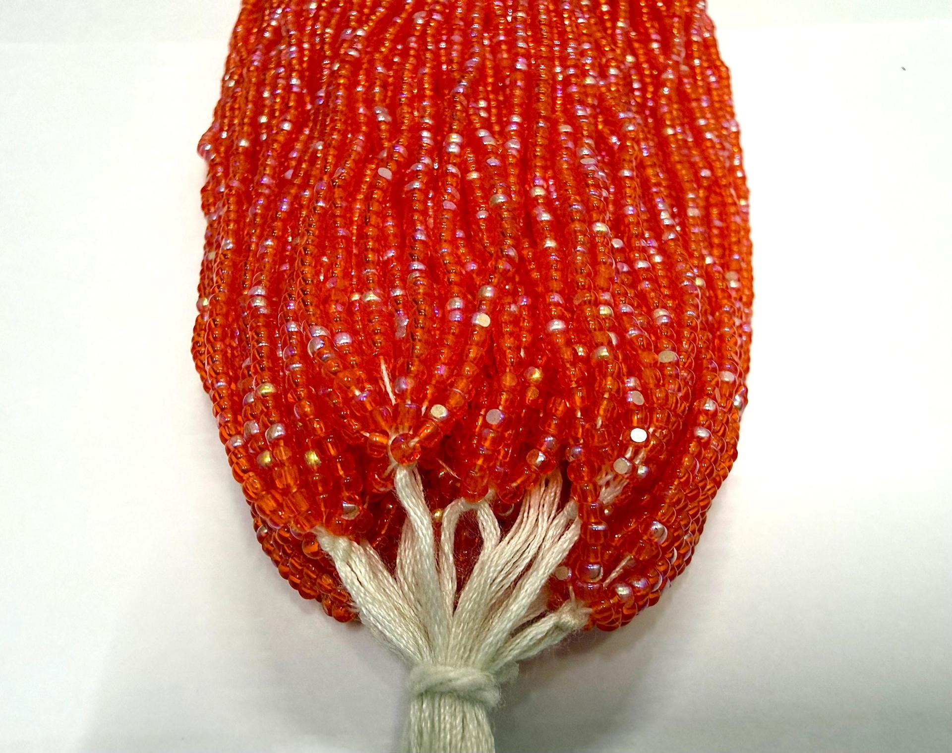 11/0 Charlotte Cut Seed Beads, Patina Transparent Light Orange Aurore Boreale, Native Supplies