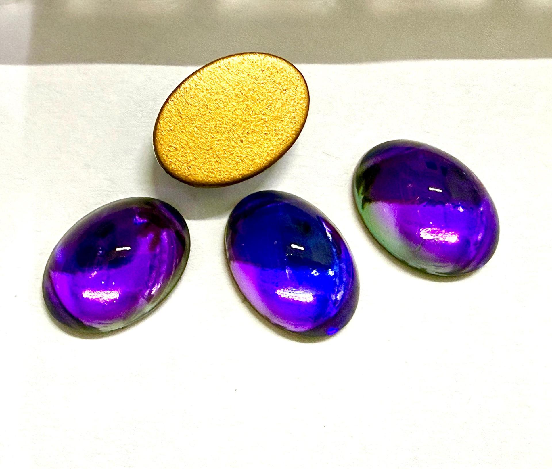 Swarovski 14x10 mm Vintage 2190 Crystal Heliotrope Foiled Flat Back Oval Cabochon Cabs