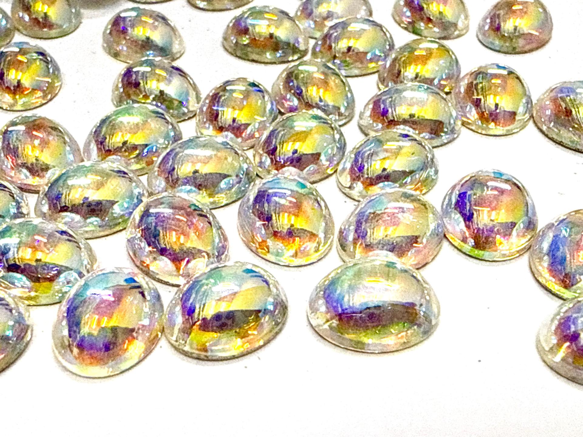 Swarovski 10x8 mm Vintage 2190 Crystal Aurore Boreale Foiled Flat Back Oval Cabochon Cabs