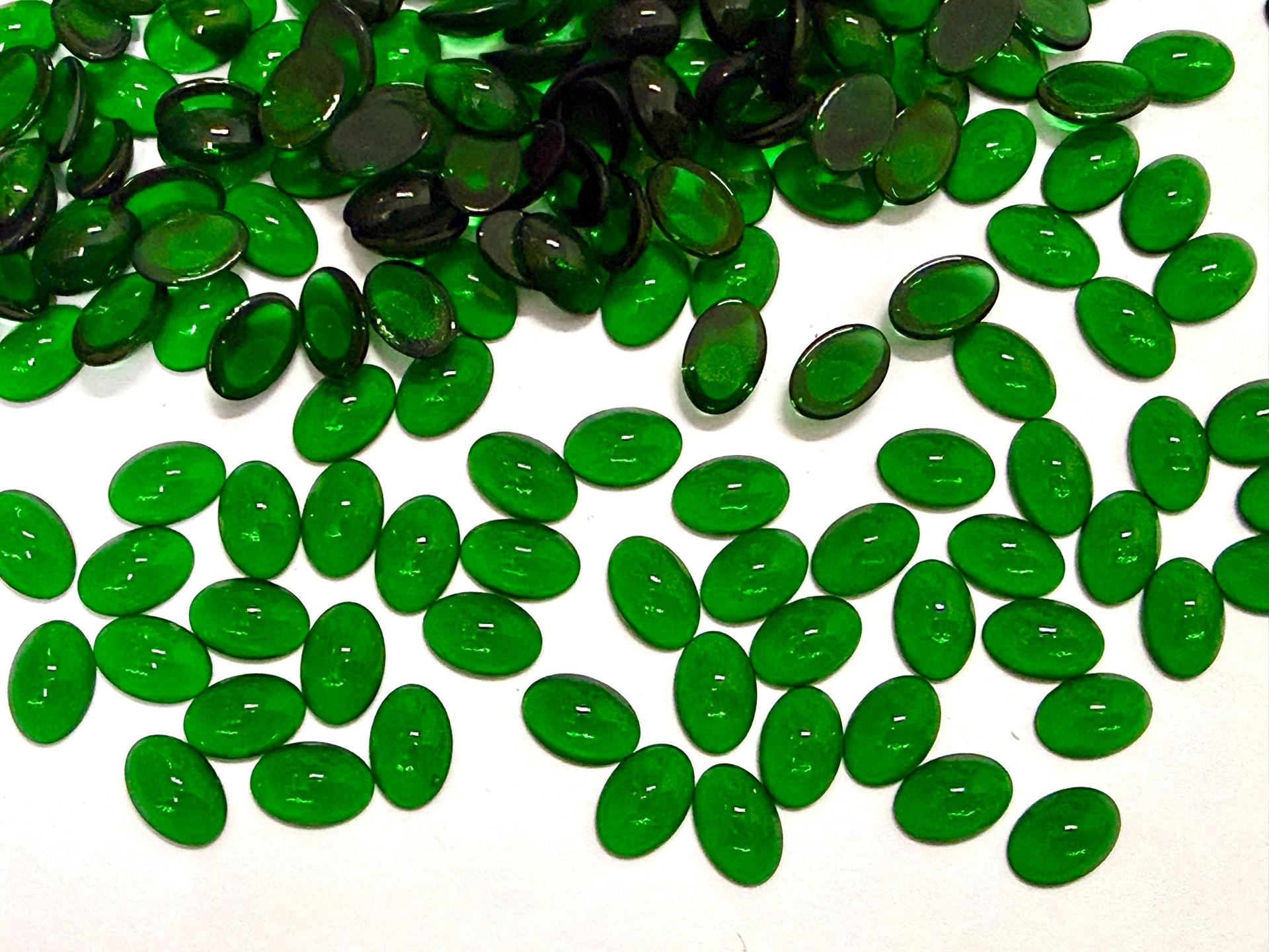 Swarovski Oval Cabochons Medium Emerald Unfoiled 6x4mm, 2190/4 Flat Back Glass Stones
