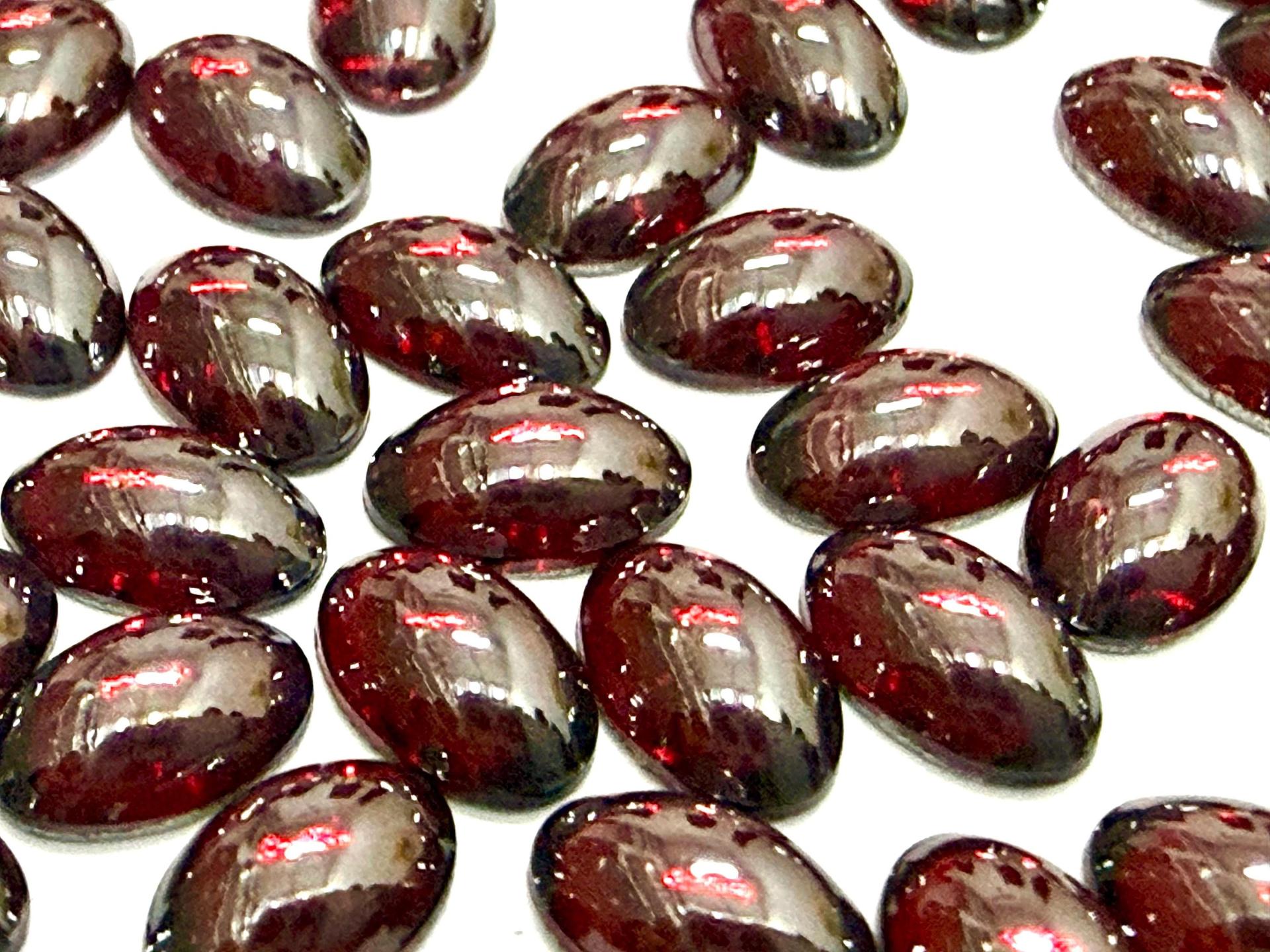 Swarovski Oval Cabochons Siam Satin Foiled 6x4mm, 2190/4 Flat Back Glass Stones