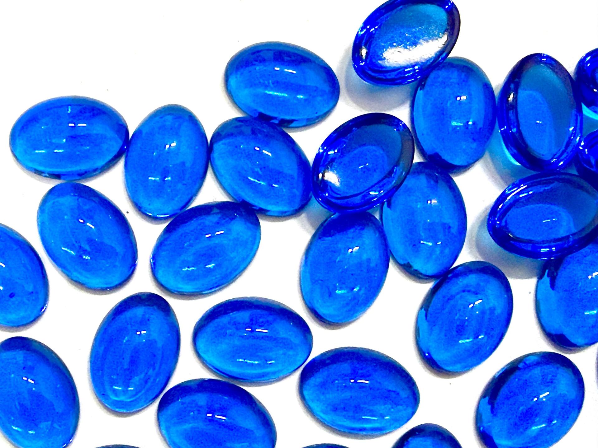 Swarovski 14x10 mm Vintage 2190 Capri Blue Unfoiled Flat Back Oval Cabochon Cabs