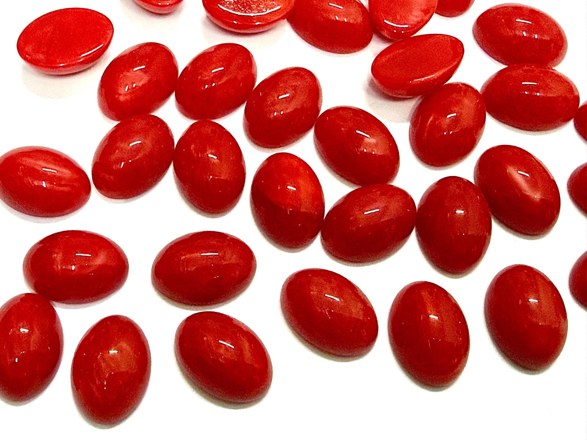 Swarovski 14x10 mm Vintage 2190 Atlas Coral Unfoiled Flat Back Oval Cabochon Cabs