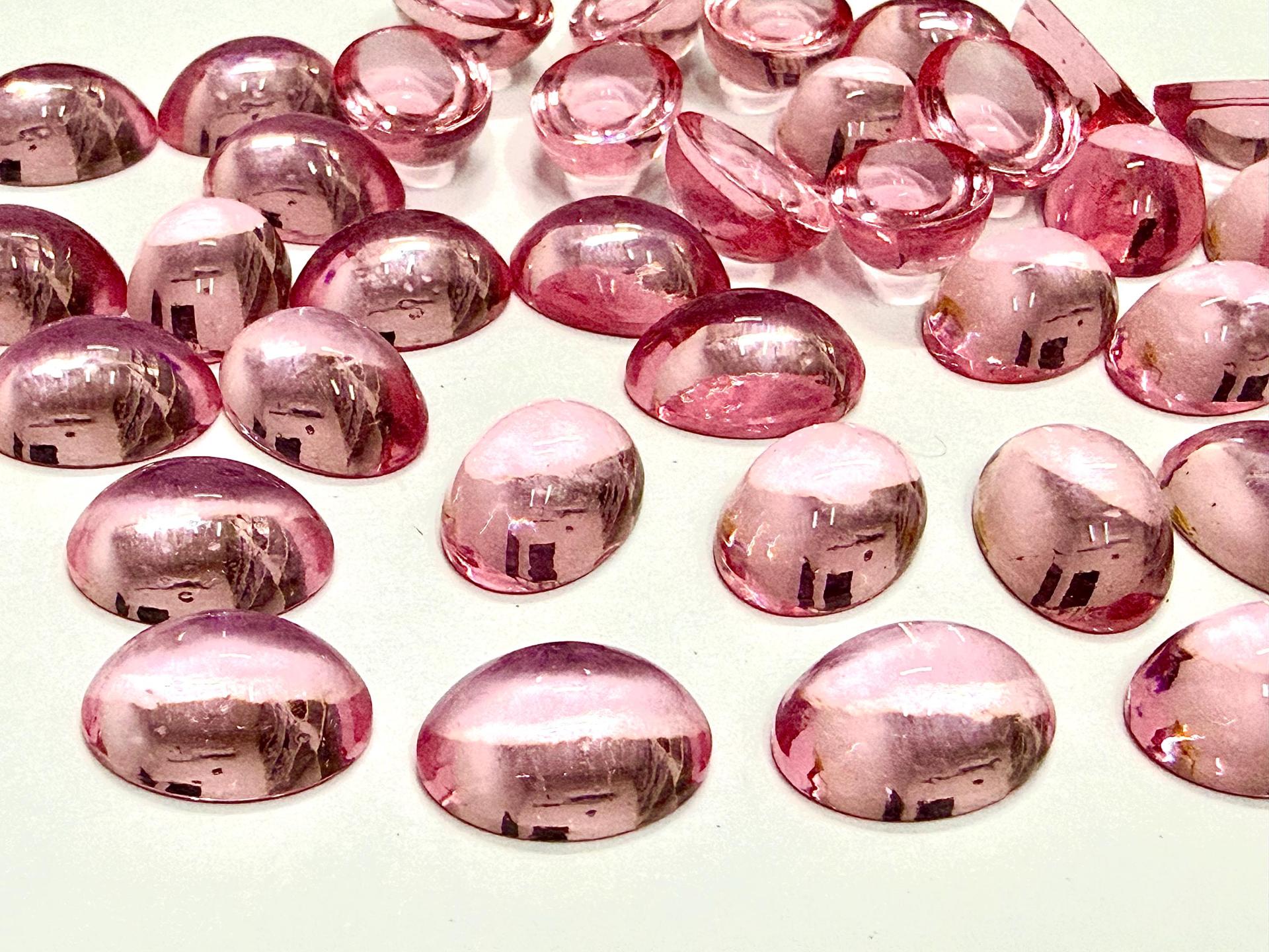 Swarovski 14x10 mm Vintage 2190 Light Rose Unfoiled Flat Back Oval Cabochon Cabs