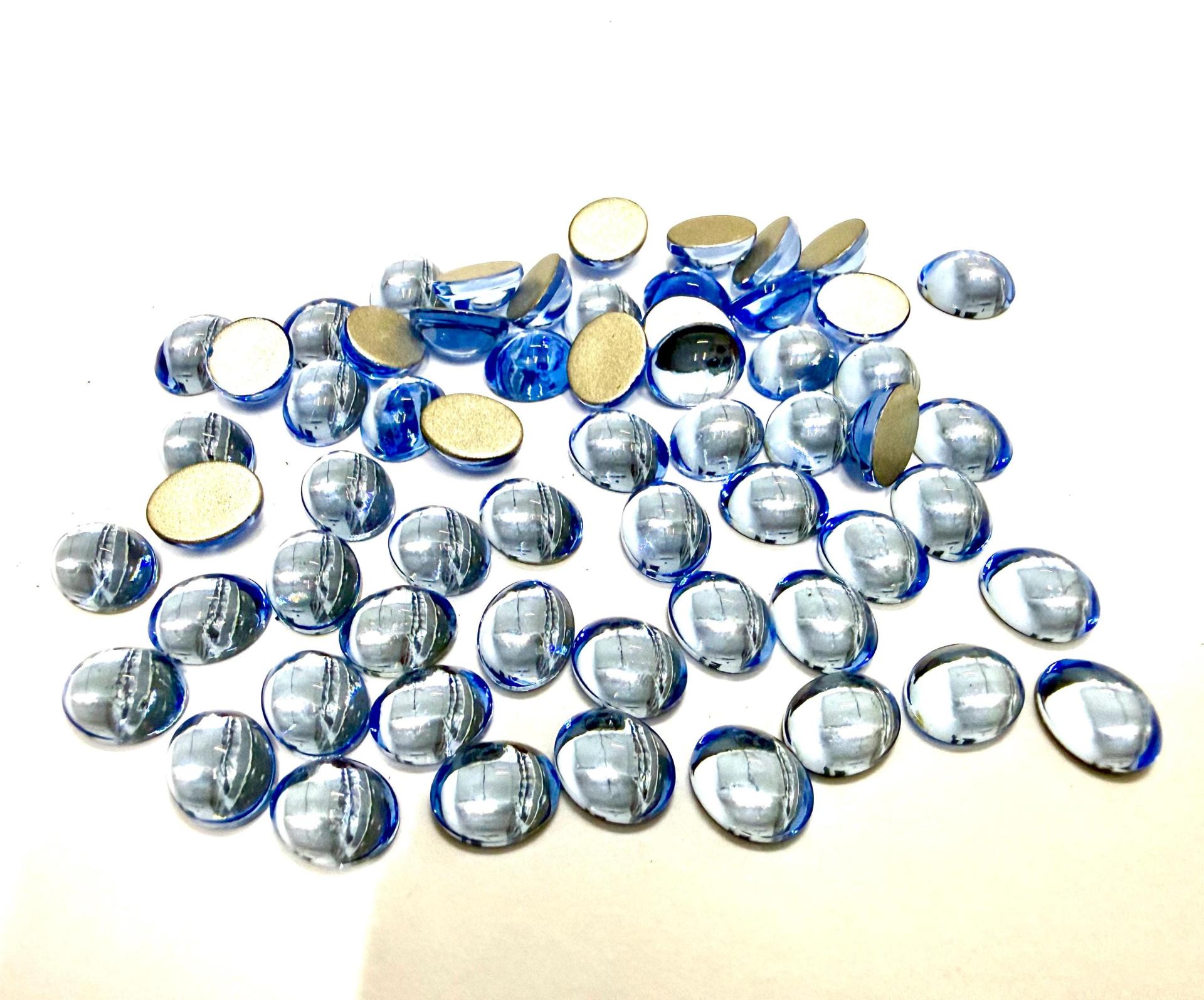 Swarovski 18x13 mm Vintage Light Sapphire Foiled Flat Back Oval Cabochon 2/6 Pieces