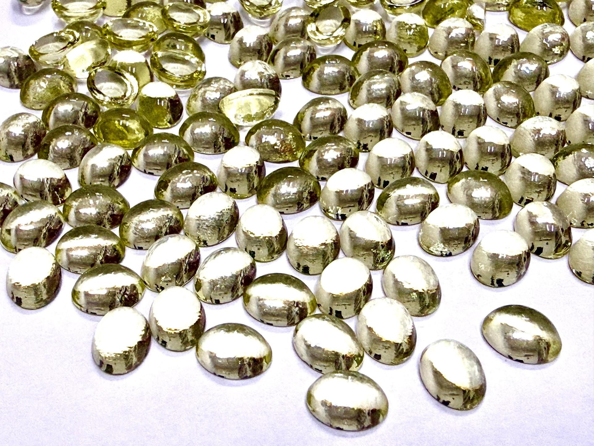 Swarovski 10x8 mm Vintage 2190 Jonquil Unfoiled Flat Back Oval Cabochon Cabs