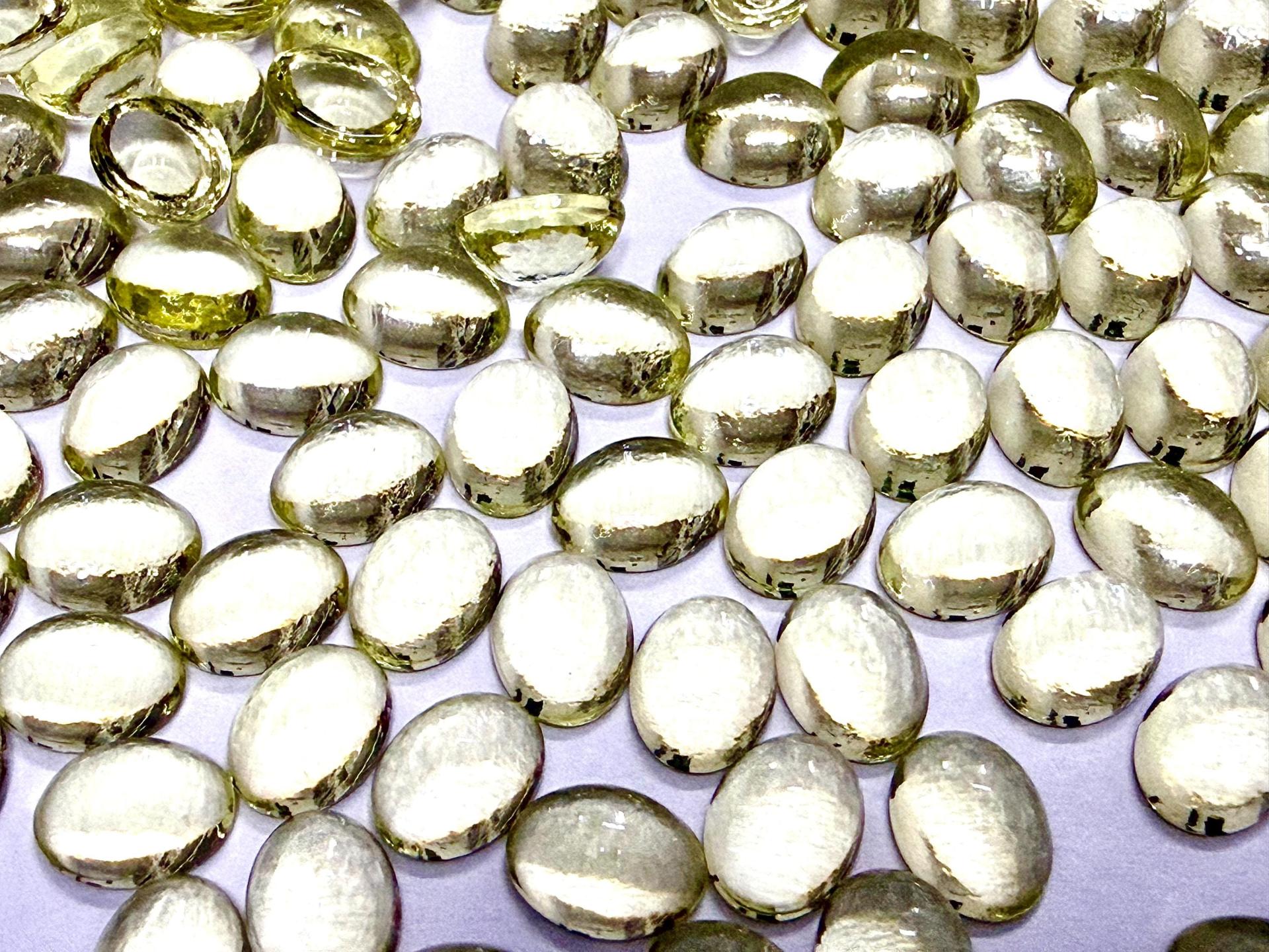Swarovski 10x8 mm Vintage 2190 Jonquil Unfoiled Flat Back Oval Cabochon Cabs