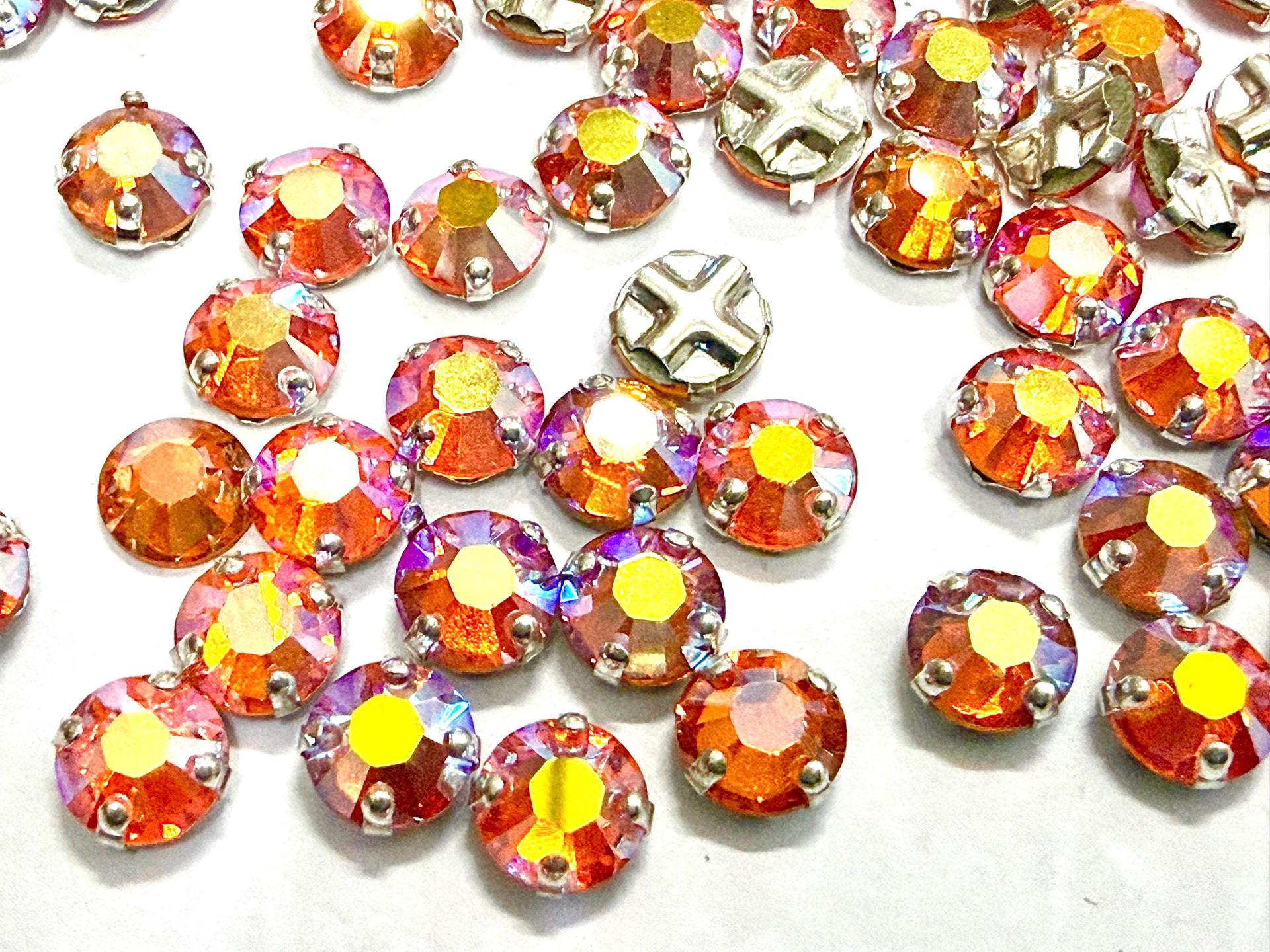 Vintage Swarovski Crystal Sun AB Rose Montees, 30ss Silver Plated Setting